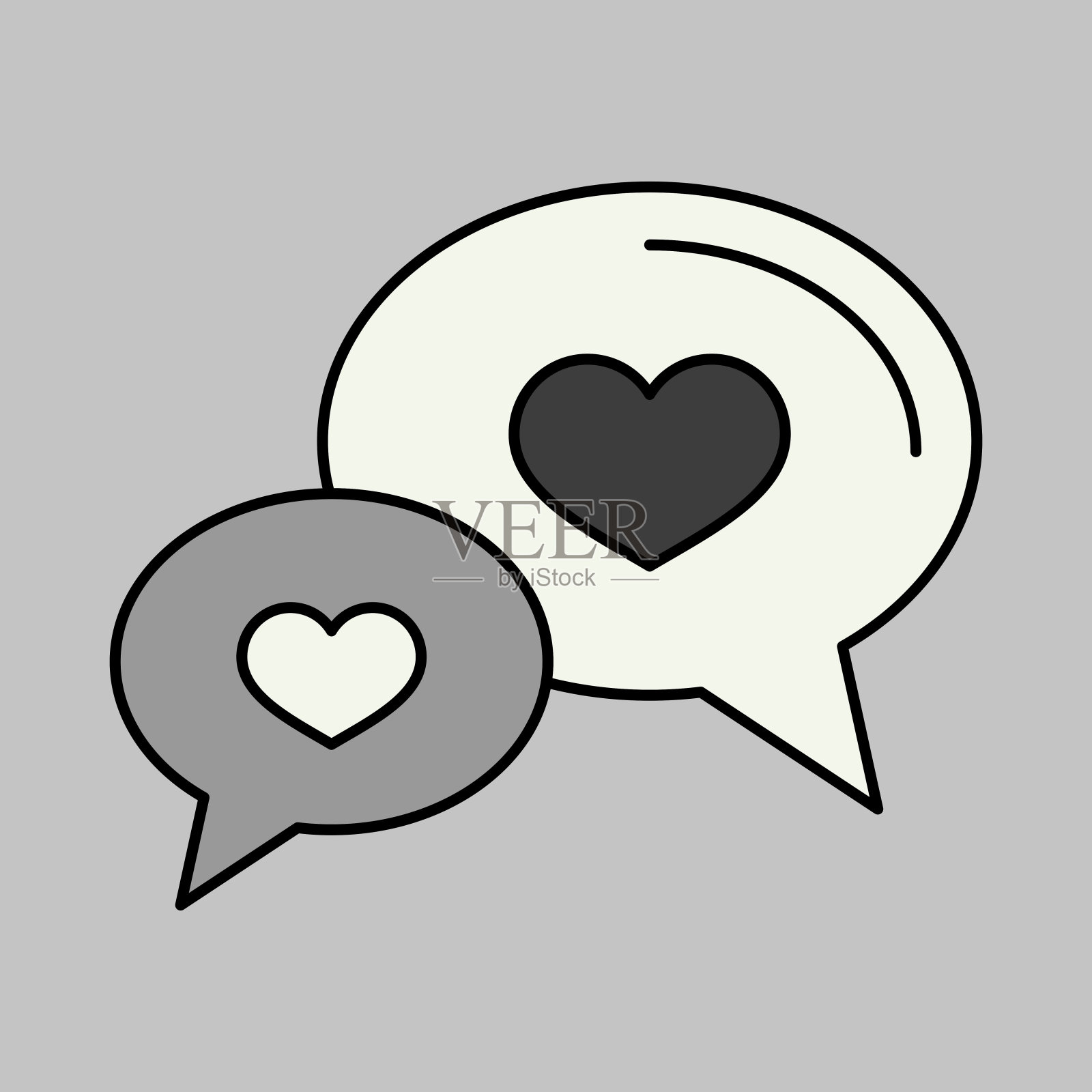 言语泡泡心图标。情人节快乐插画图片素材