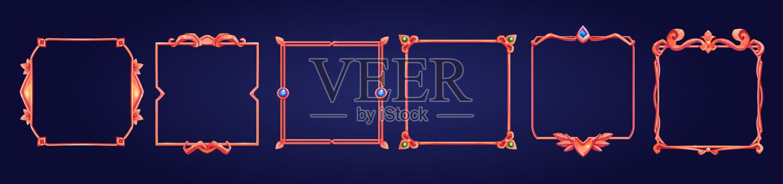 方块ui游戏框架，中世纪的边界插画图片素材