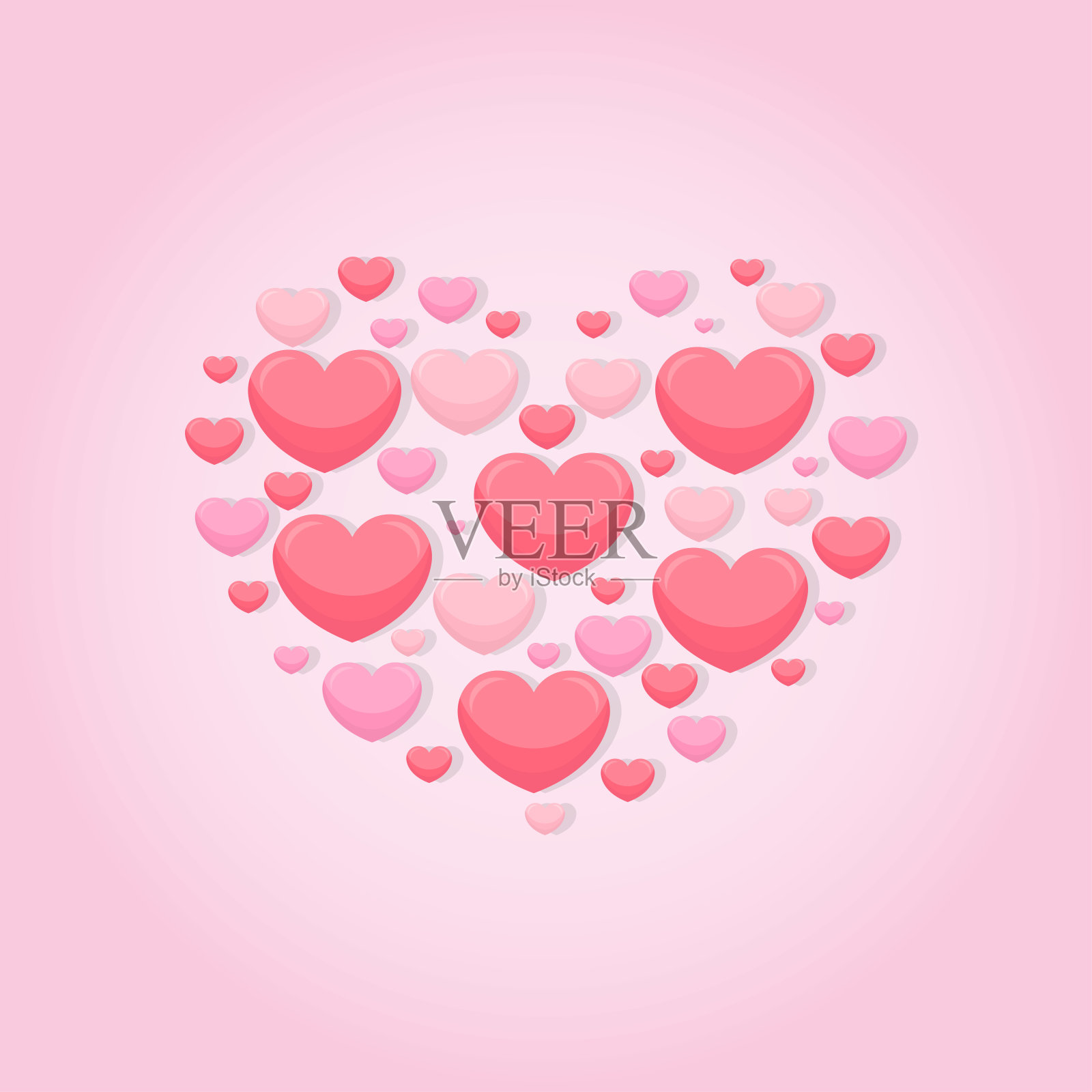 平坦的情人节背景与爱心插画图片素材