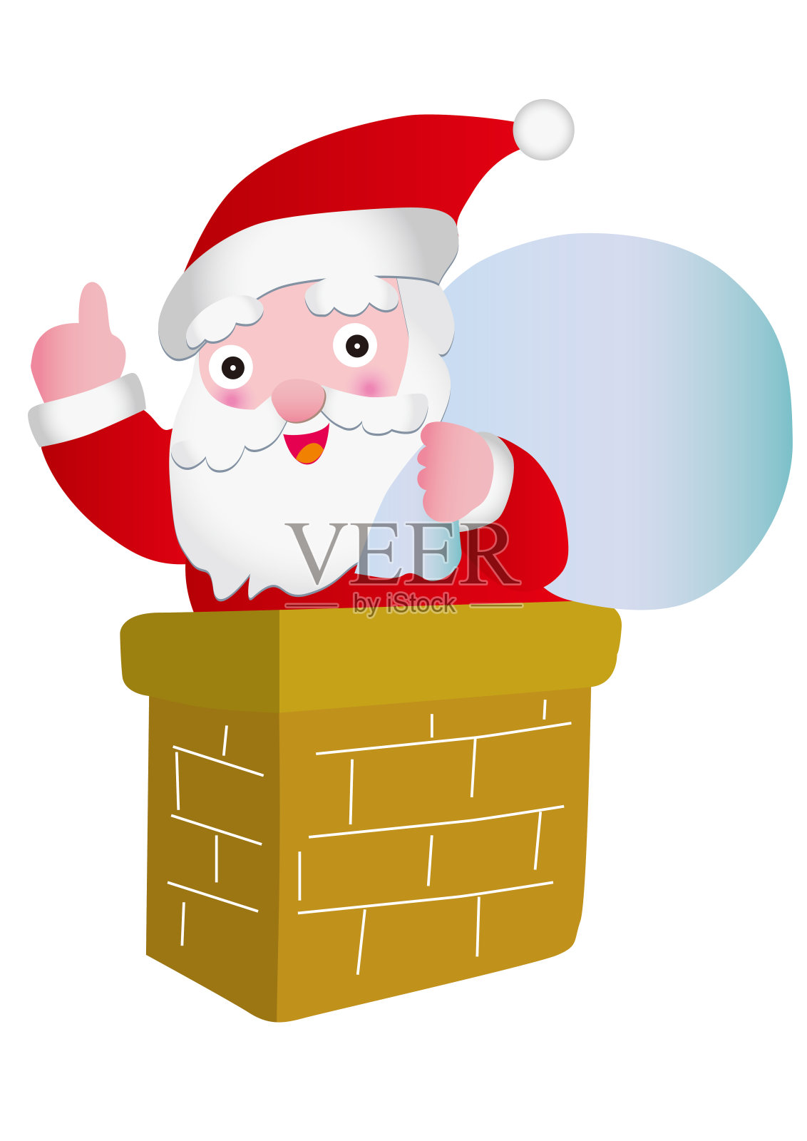 圣诞老人进入烟囱插画图片素材