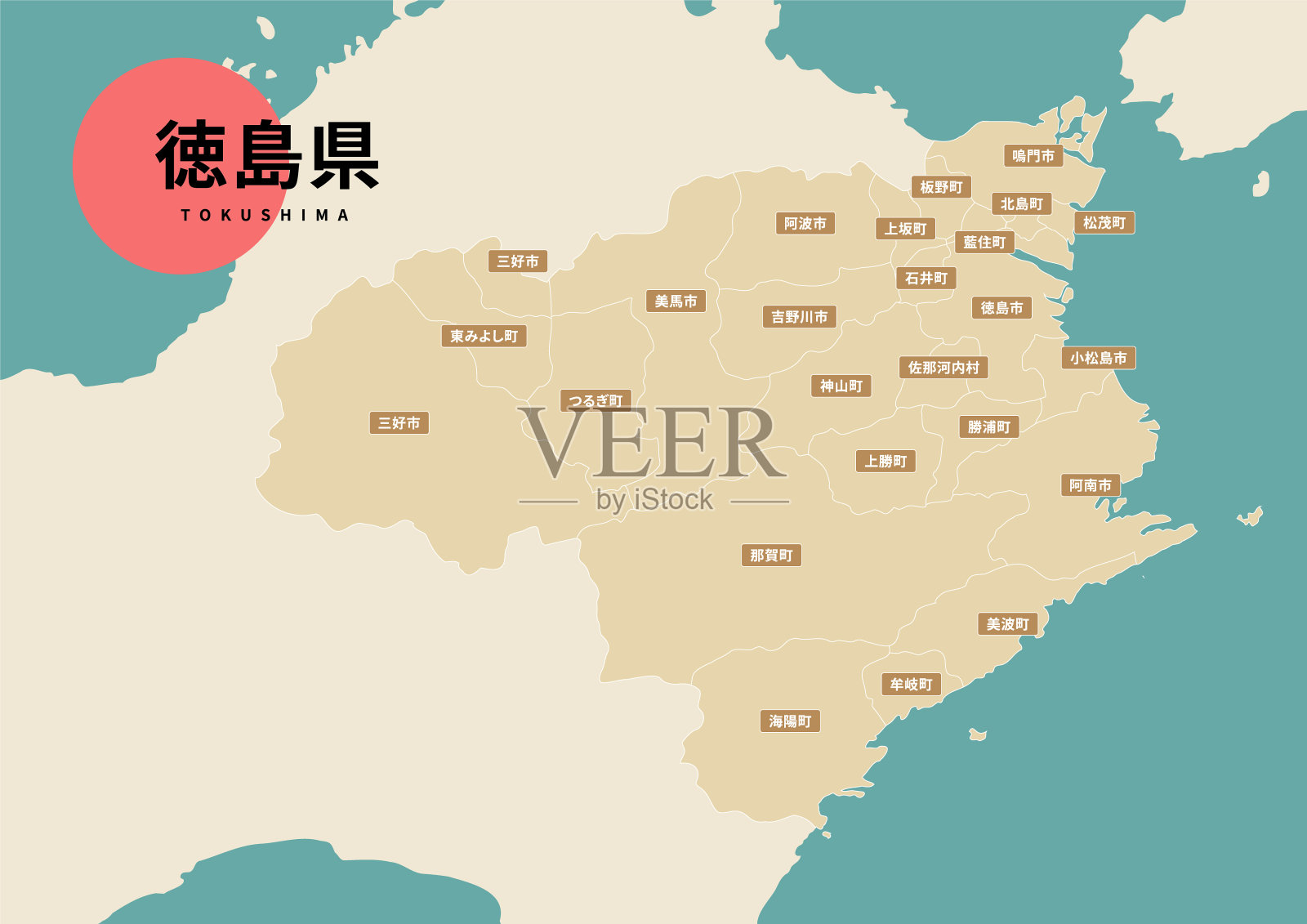 日本地图——德岛县插画图片素材