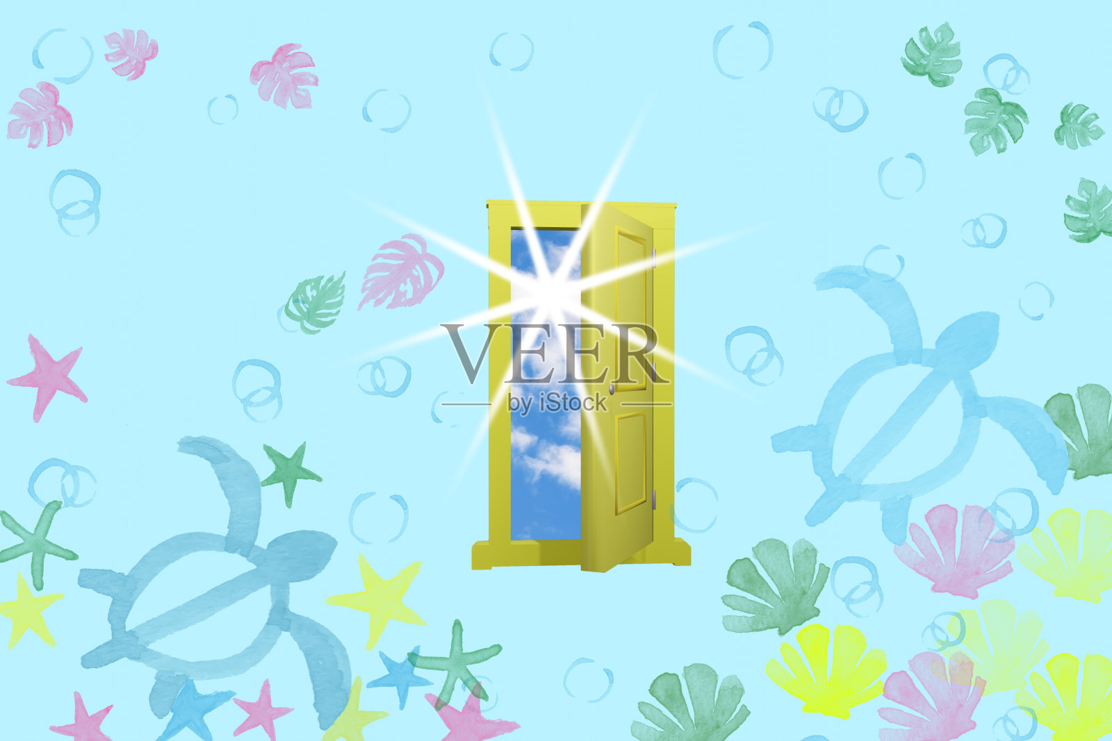 一扇敞开的门，希望之光透过它照耀照片摄影图片