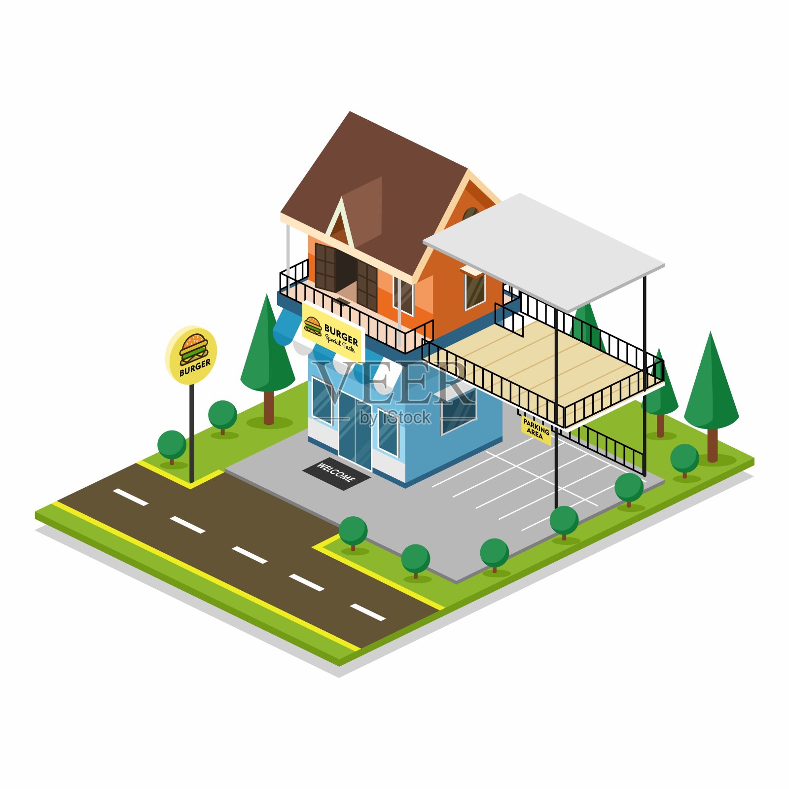 家庭三维等距矢量设计插画图片素材