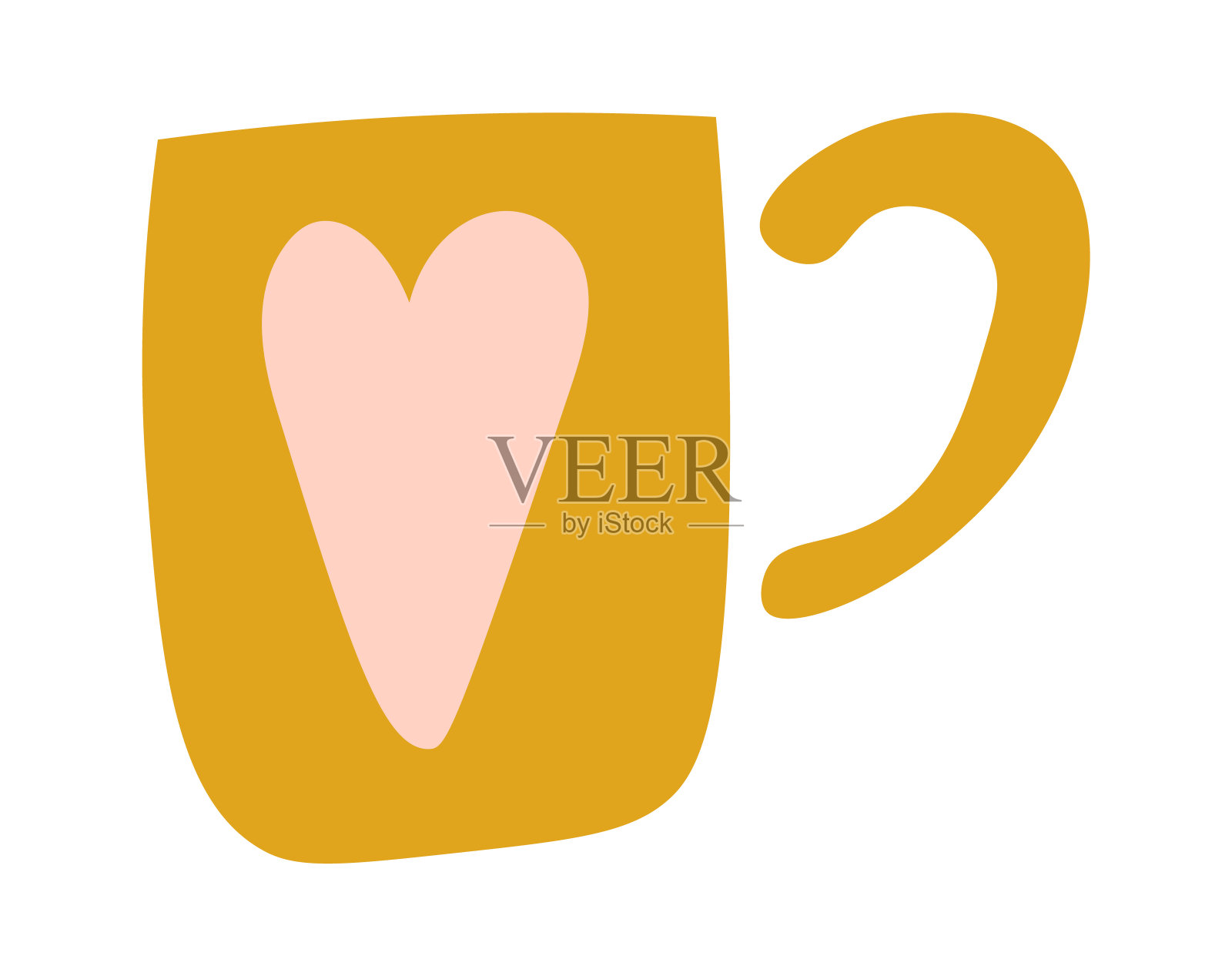 手绘抽象咖啡杯平面图标插画图片素材