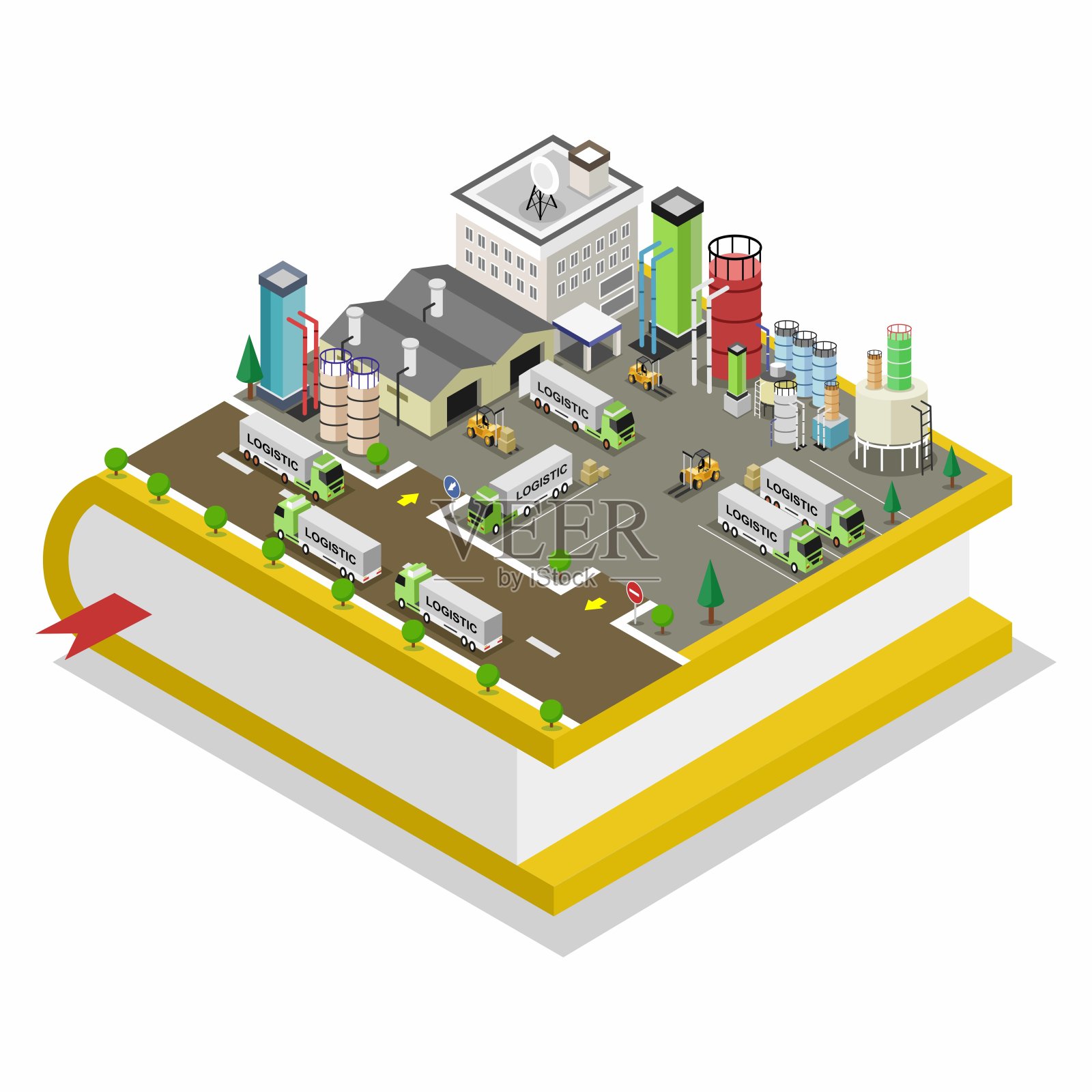 工厂三维等距矢量设计插画图片素材
