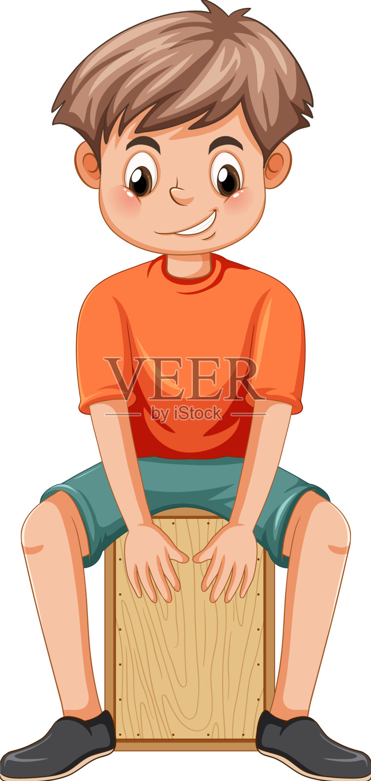 一个男孩在玩加戎鼓盒设计元素图片