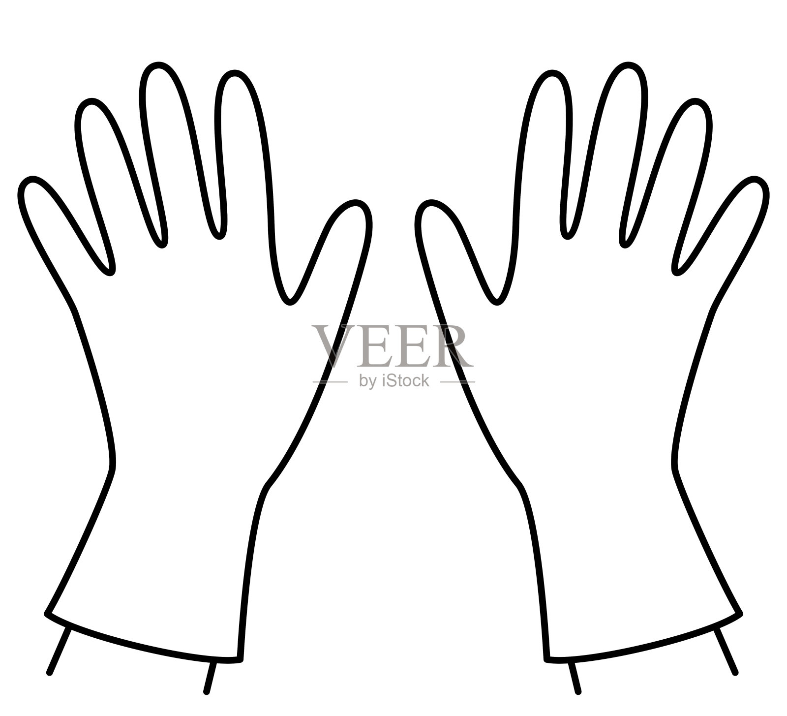 一双橡胶手套，单色插图设计元素图片