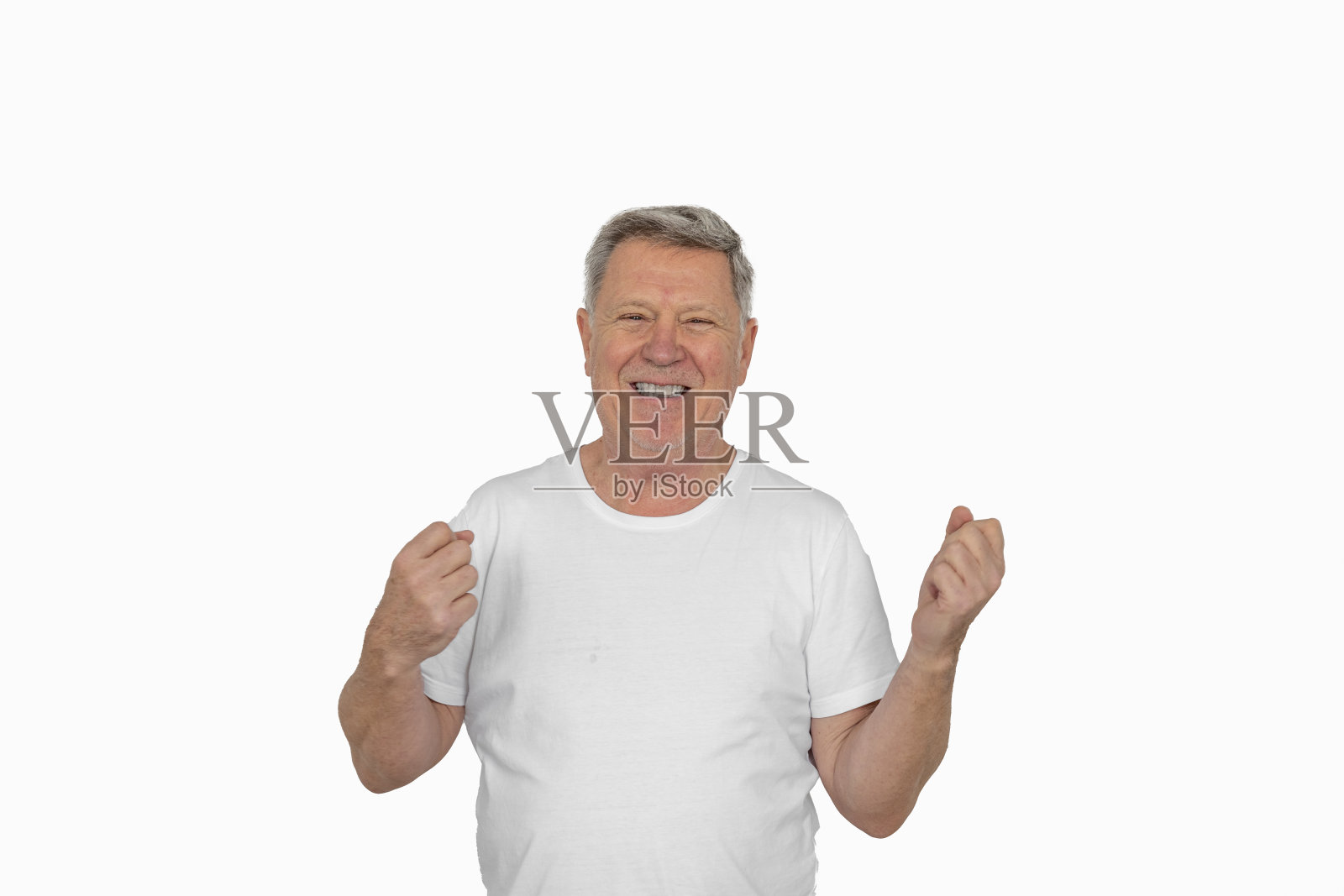 正面看白种人成熟男子与灰色头发的肖像照片摄影图片