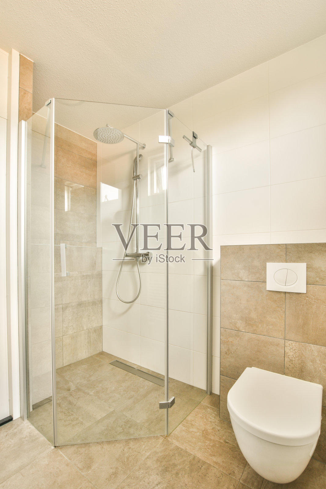 卫生间有厕所和淋浴照片摄影图片