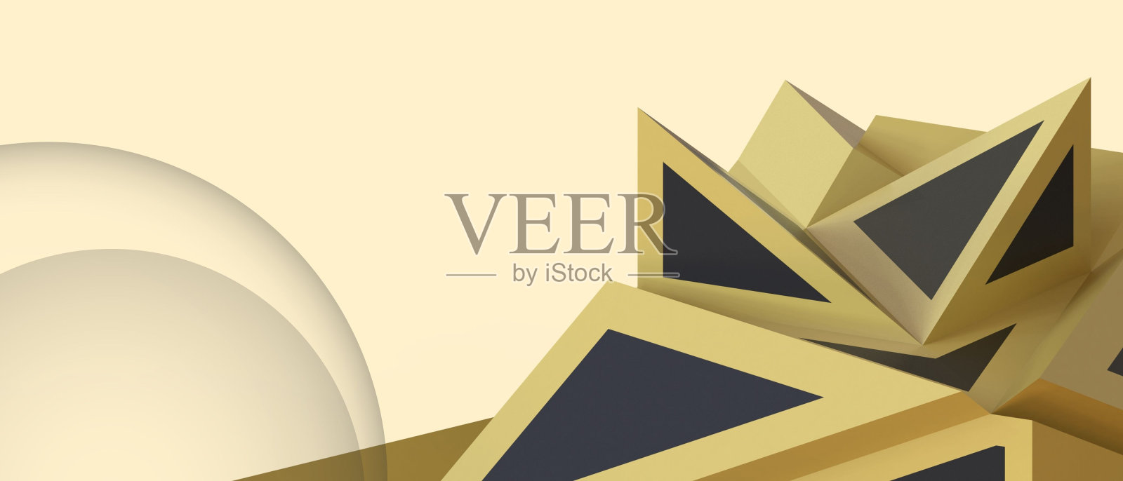 摘要技术背景。商业概念和未来三角形几何形状技术创新剪纸在黄色背景。复制空间，软件，数字-3d渲染照片摄影图片