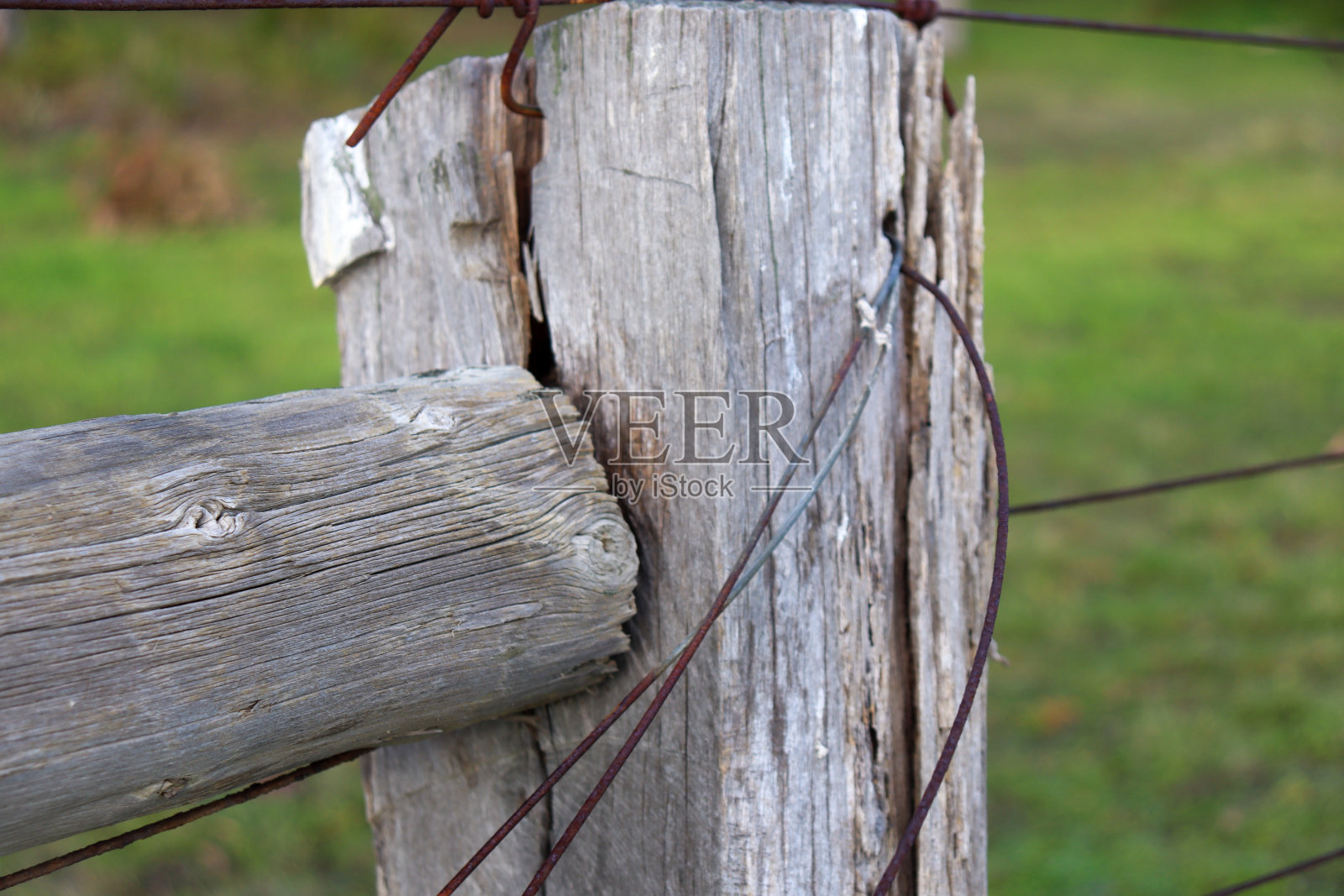 旧木栅栏柱子和铁丝照片摄影图片