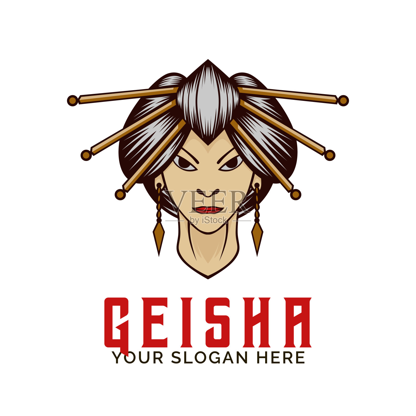 艺妓的标志。艺妓吉祥物标志矢量吉祥物模板插画图片素材