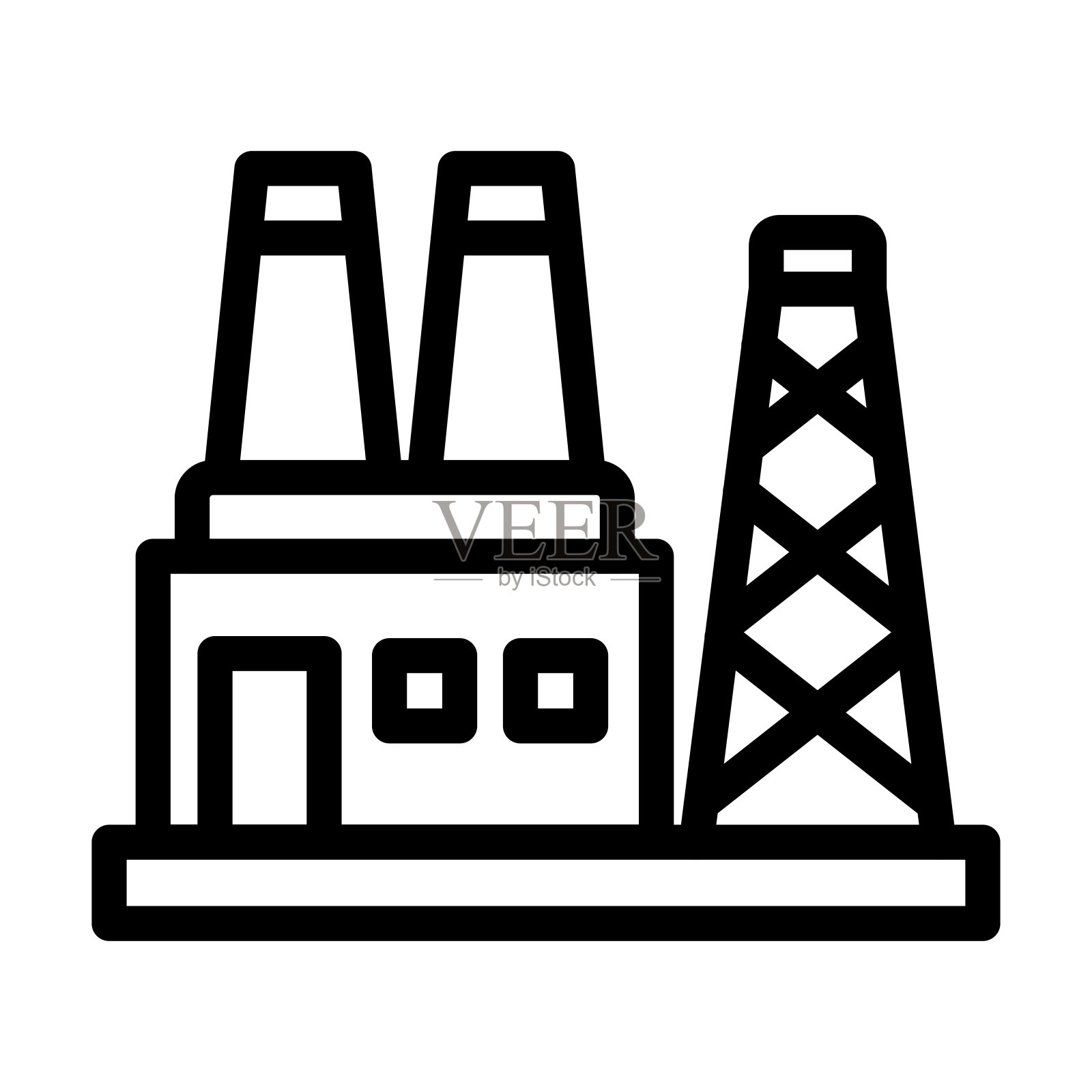 发电厂粗线图标插画图片素材