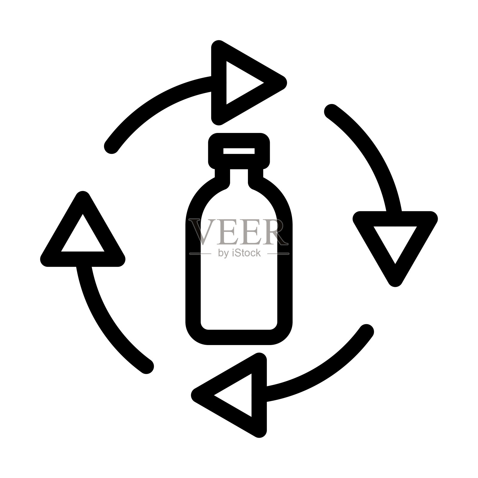 瓶子回收粗线图标插画图片素材