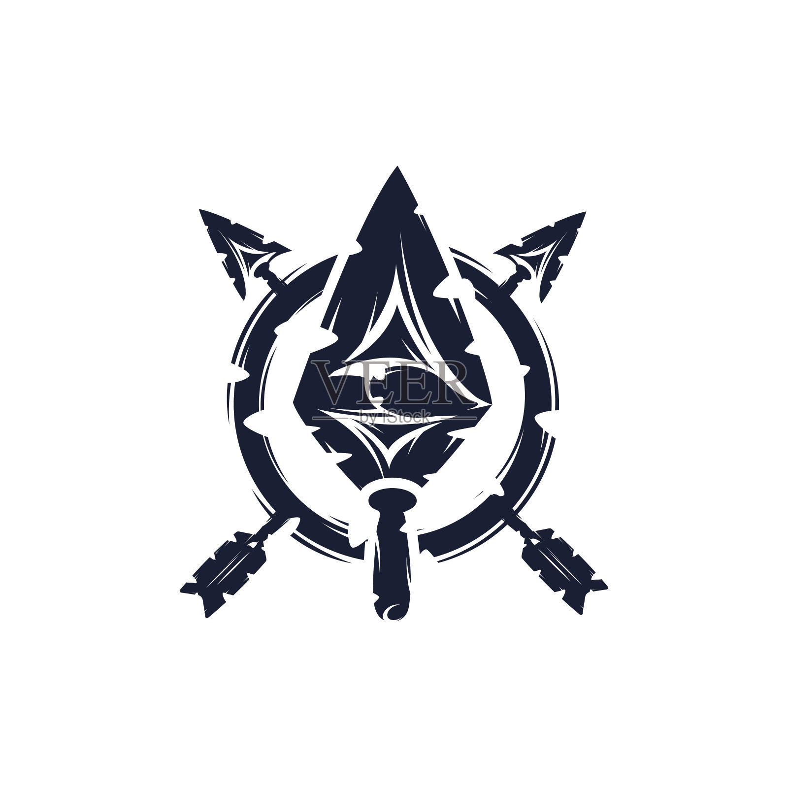 平箭头和矛的符号插画图片素材