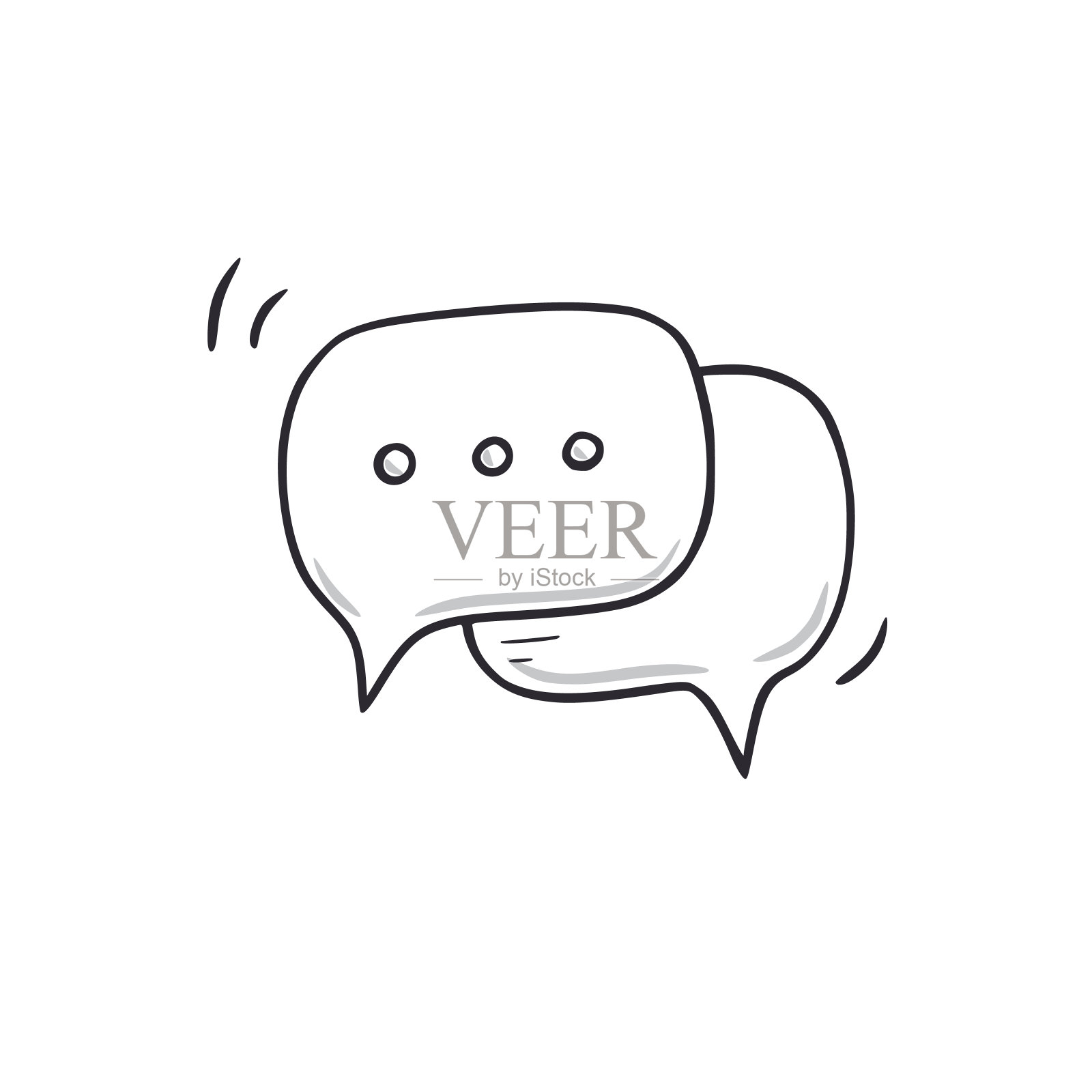 语音泡泡涂鸦。留言语音气泡手绘素描风格图标。对话，谈论漫画涂鸦画的概念插画图片素材