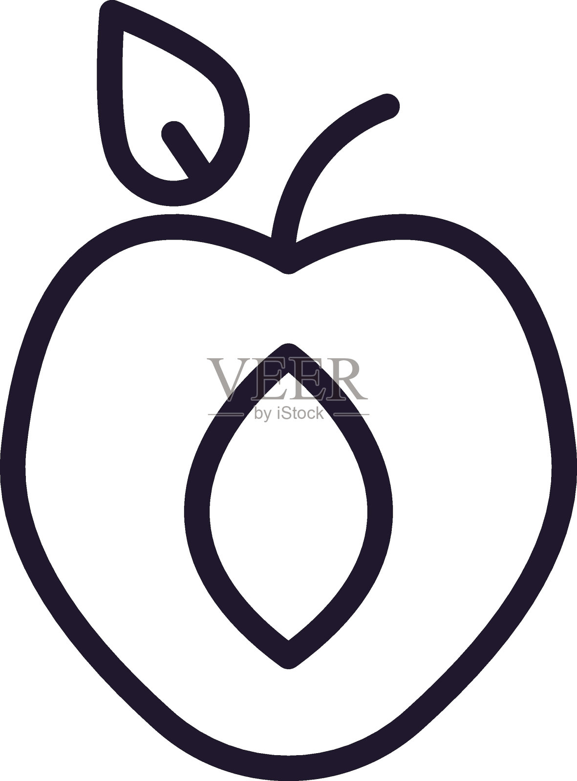 水果店招牌：线条简约的李子矢量图标，可用于商店、网站、广告和UI插画图片素材