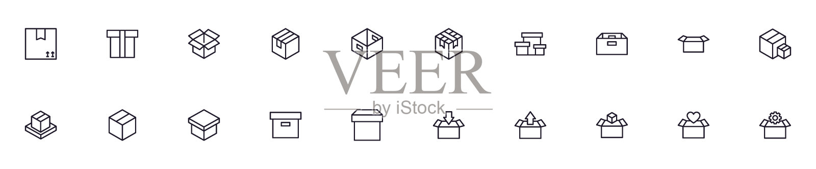 盒子概念：高质量盒子线条图标集，可用于网站、宣传单、banner和网店等图标素材