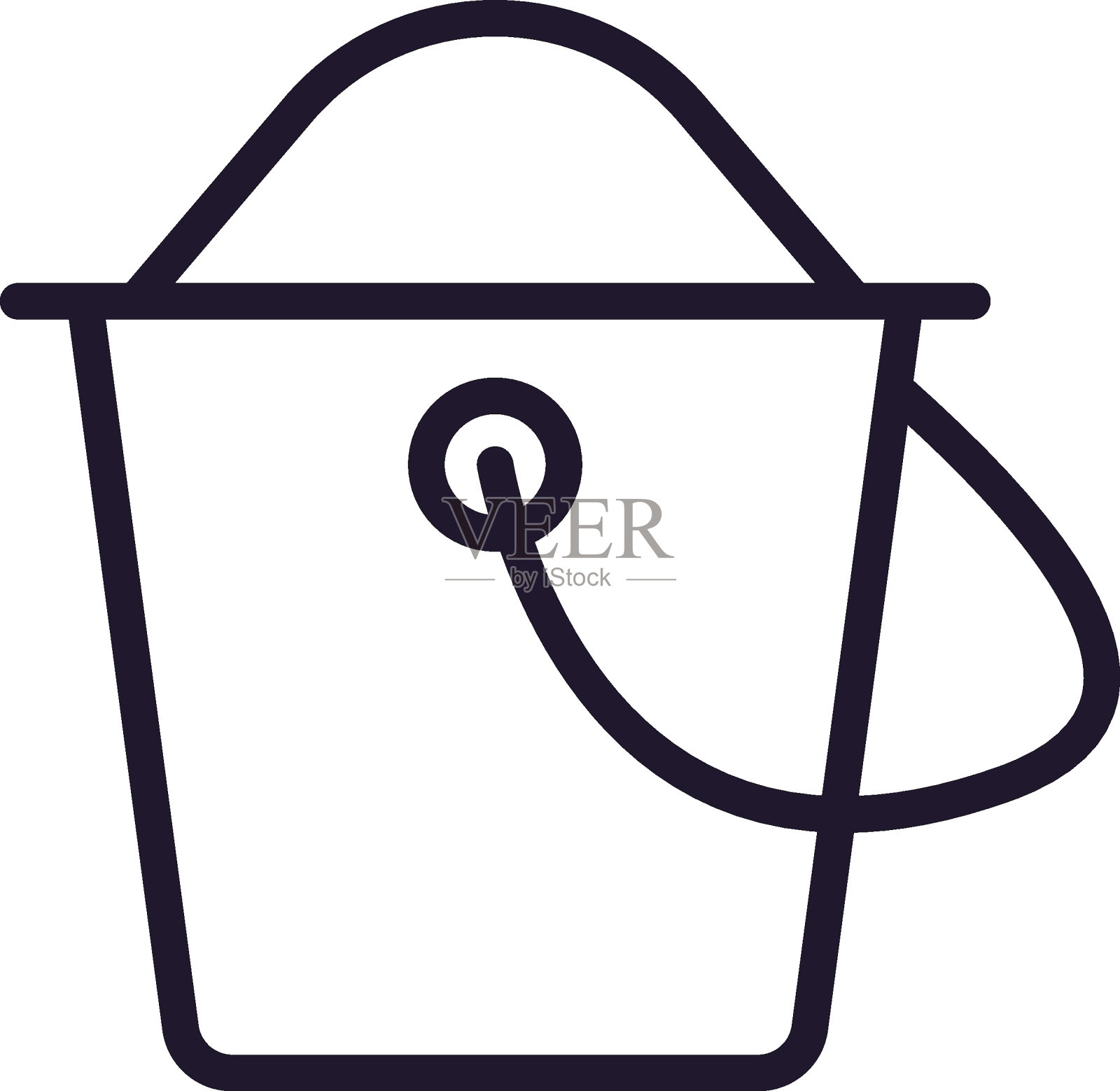 农业符号：水桶矢量轮廓图（线性风格，可编辑笔触，适用于UI、广告和在线商店）插画图片素材