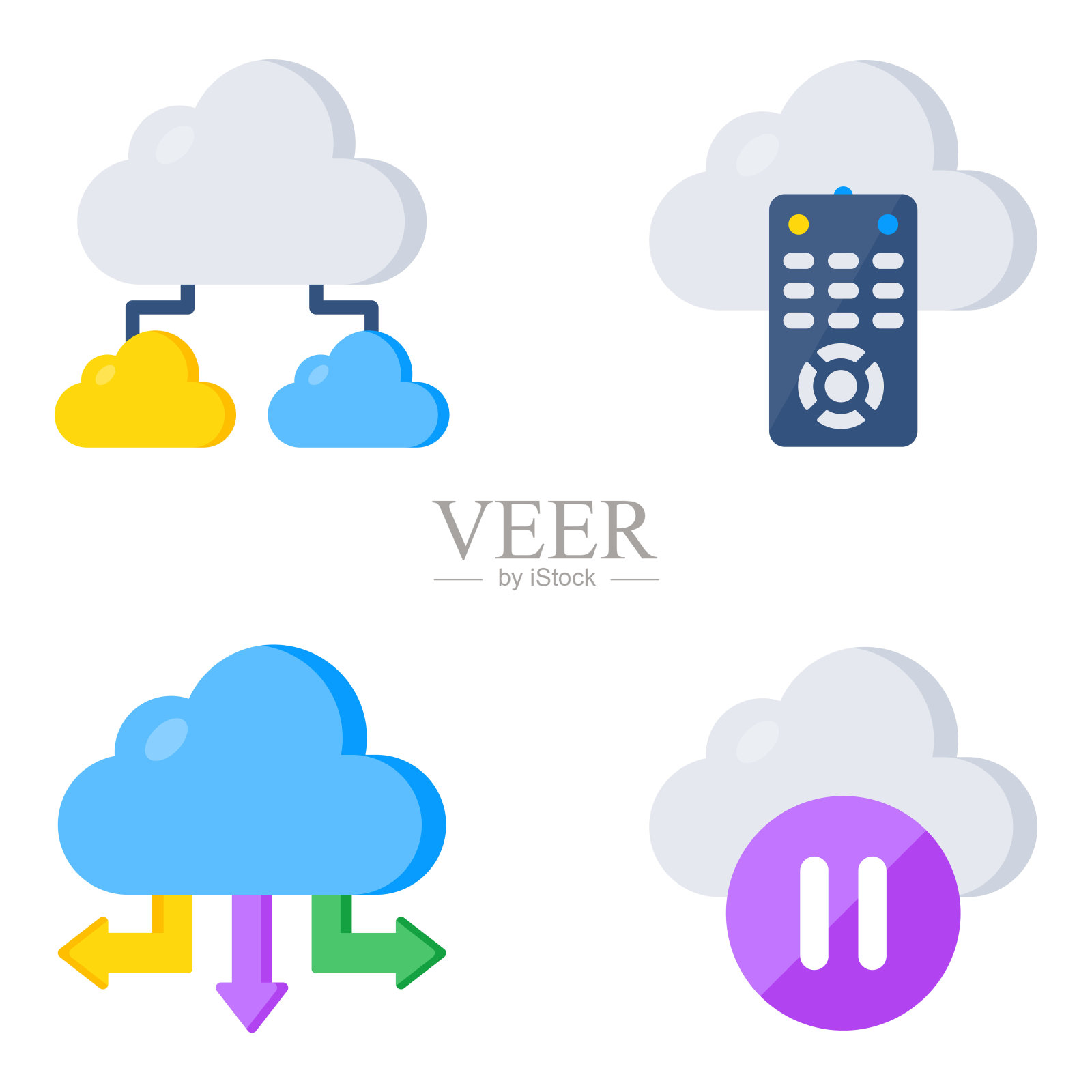 云计算和存储平面图标包图标素材