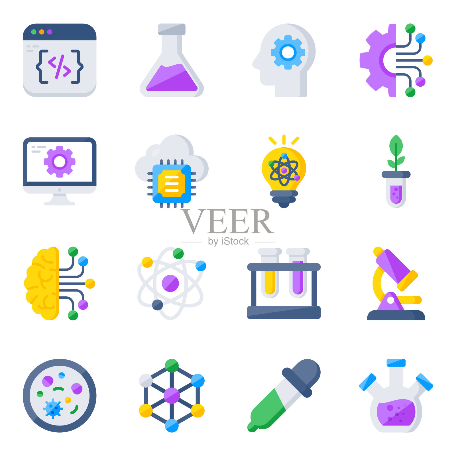 科学平面图标包图标素材