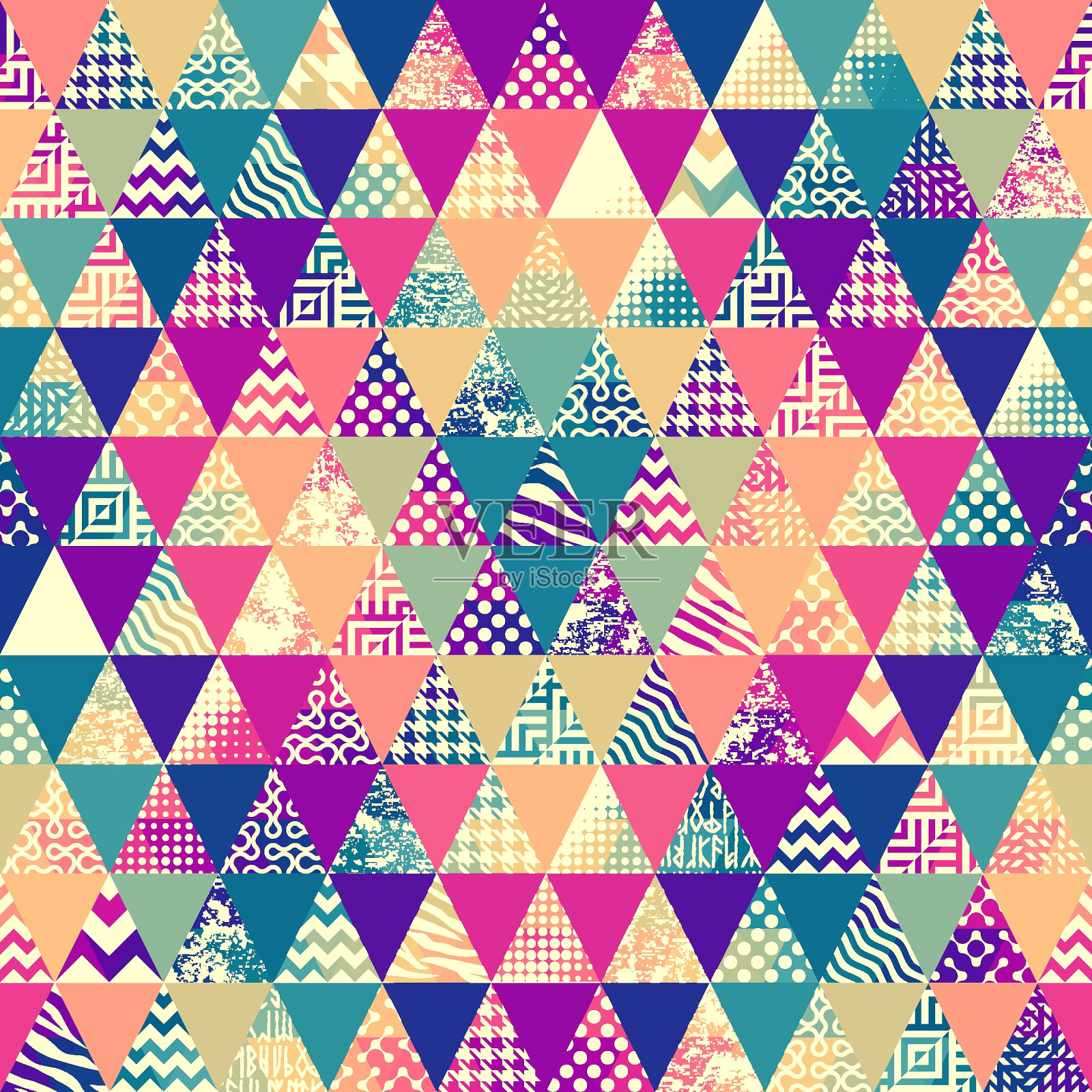 几何抽象三角形图案。无缝矢量图像。插画图片素材