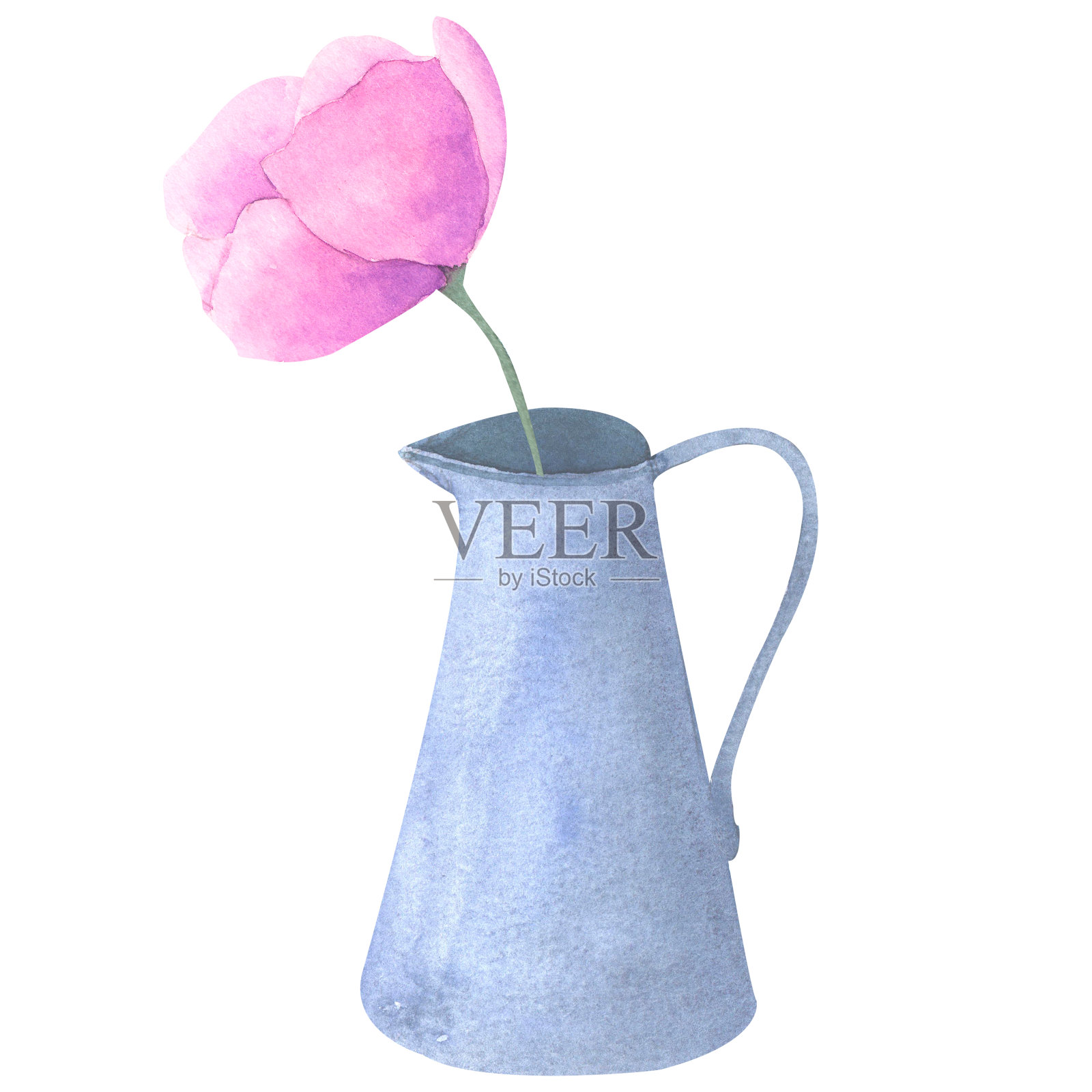 花卉设置水彩花手绘，花卉复古花束与野花。插画图片素材