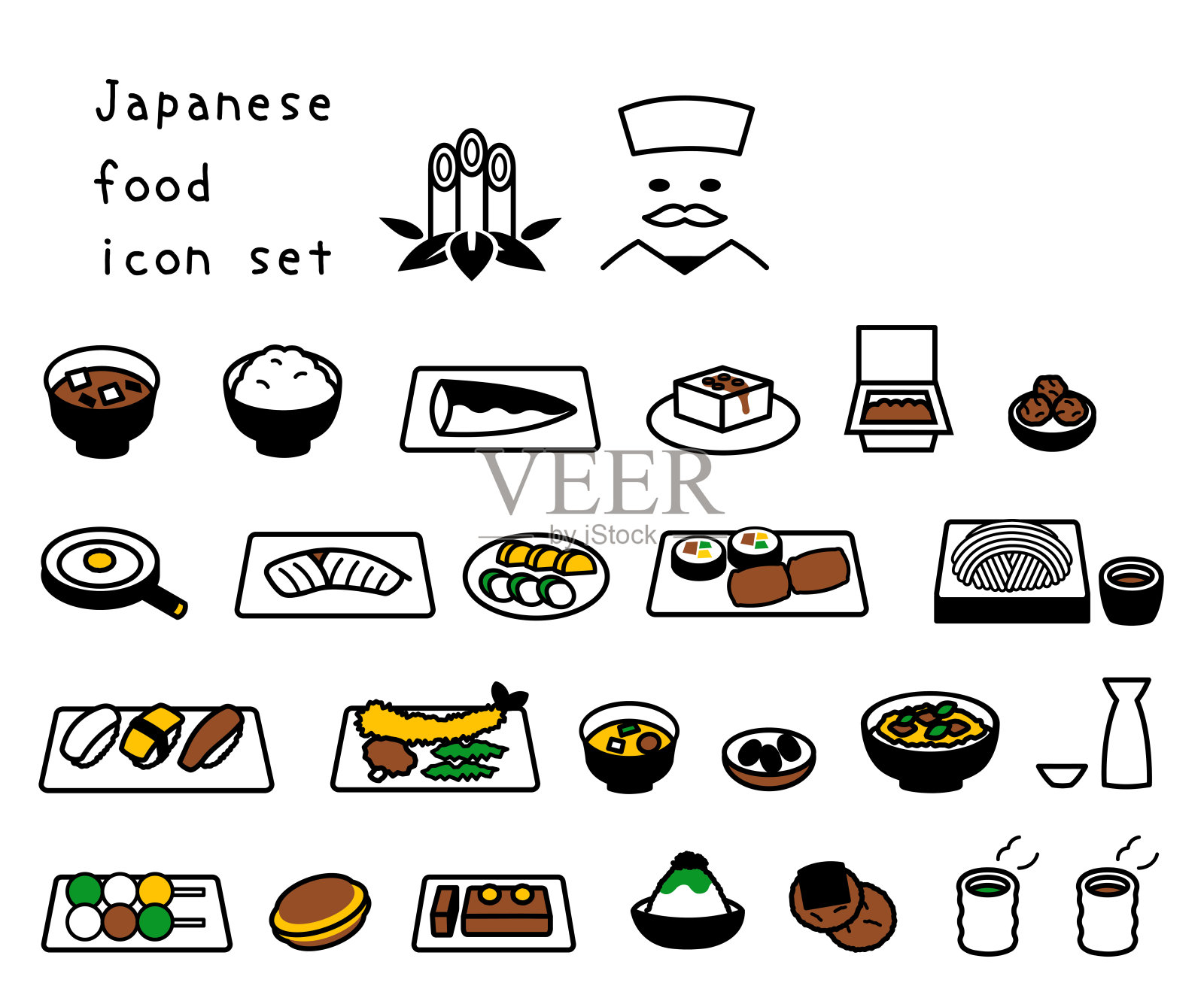 日本料理图标套装。图标素材