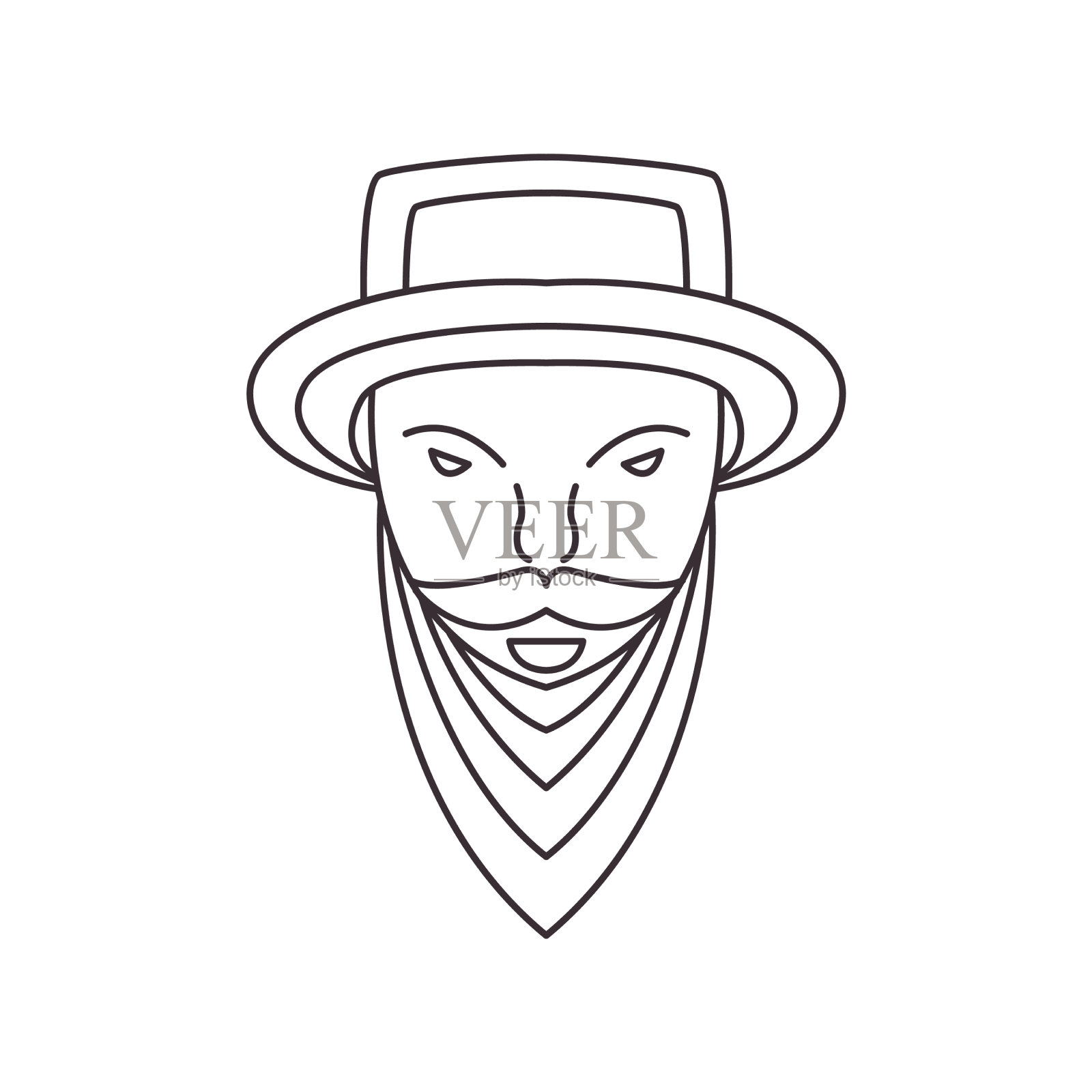 卡通胡子帽子线图标标志插画图片素材