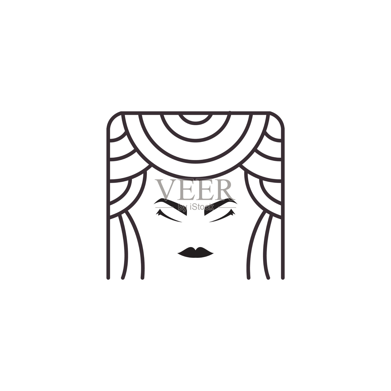 卷发女性线图标标志插画图片素材