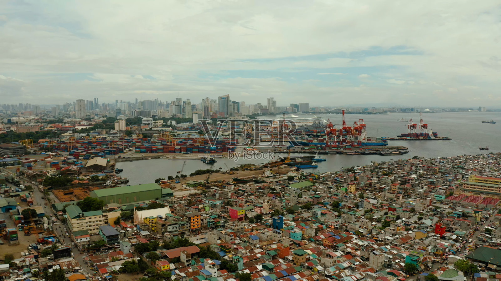 菲律宾首都马尼拉鸟瞰图。照片摄影图片