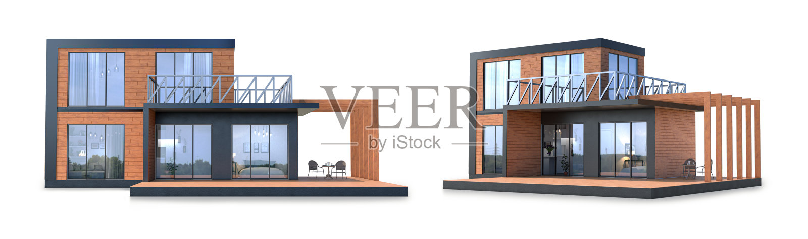 模块化住宅孤立在白色背景上。三维演示照片摄影图片