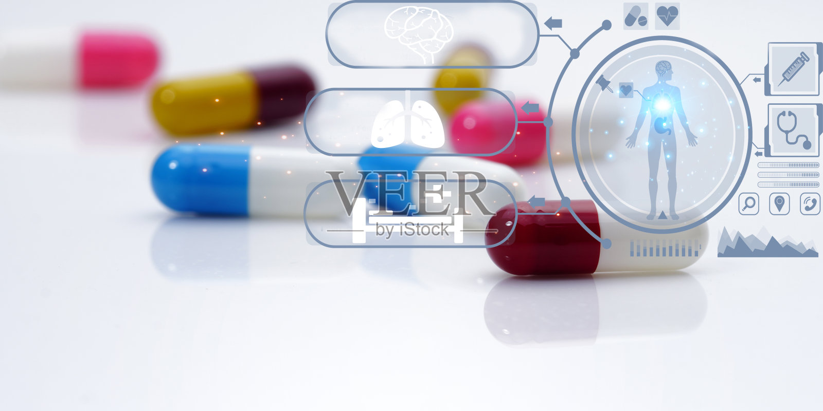 保健和医药概念。世界卫生日背景。健康保险背景。治疗疾病的药阿尔茨海默病和痴呆治疗。药物和副作用。照片摄影图片