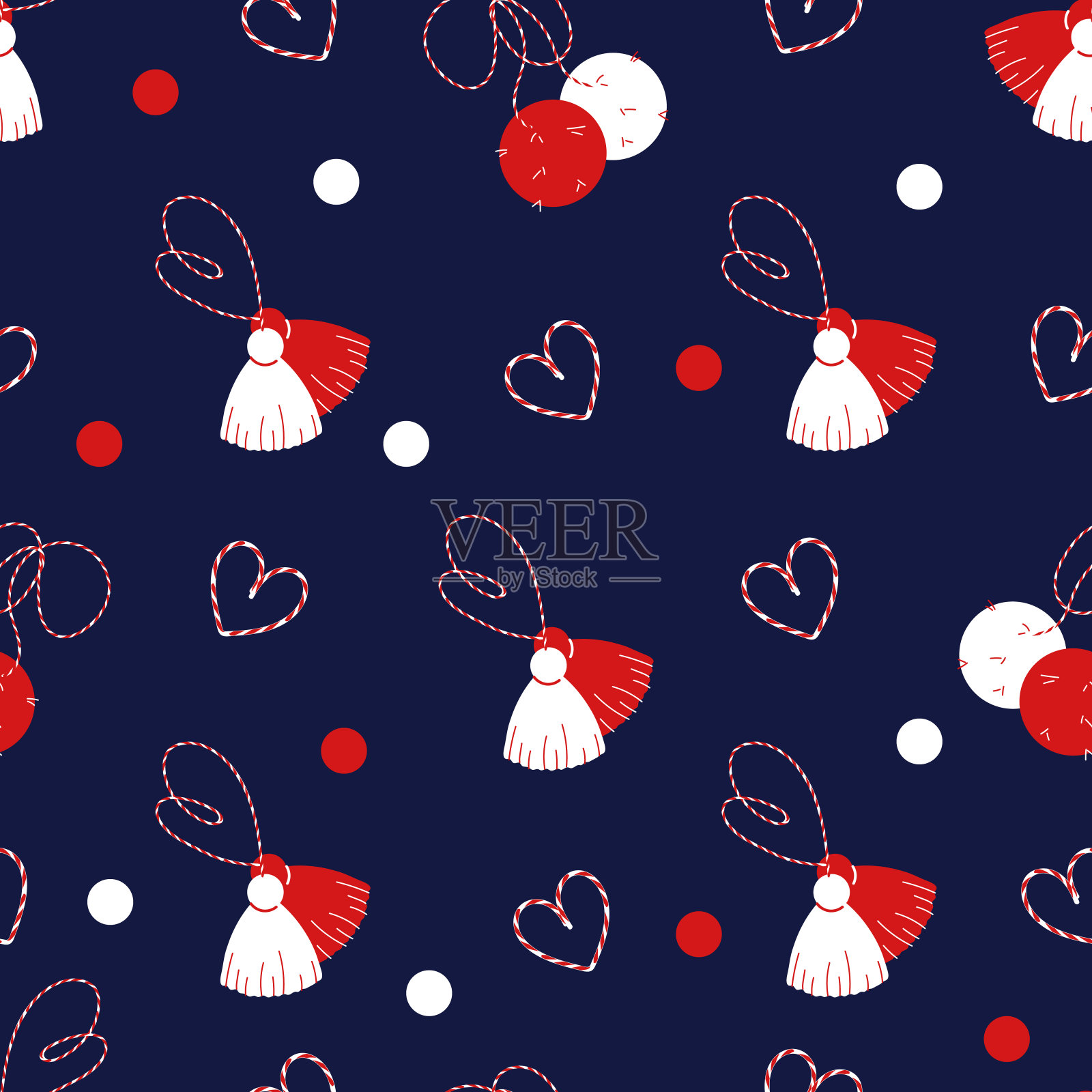 无缝模式与Martisor护身符矢量插图插画图片素材