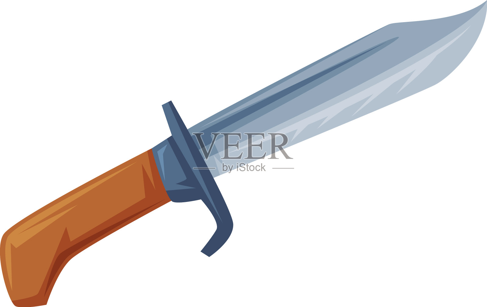 锋利的金属刀片和木制手柄的刀设计元素图片