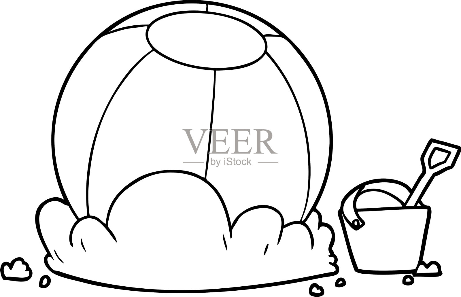 卡通沙滩球和水桶插画图片素材