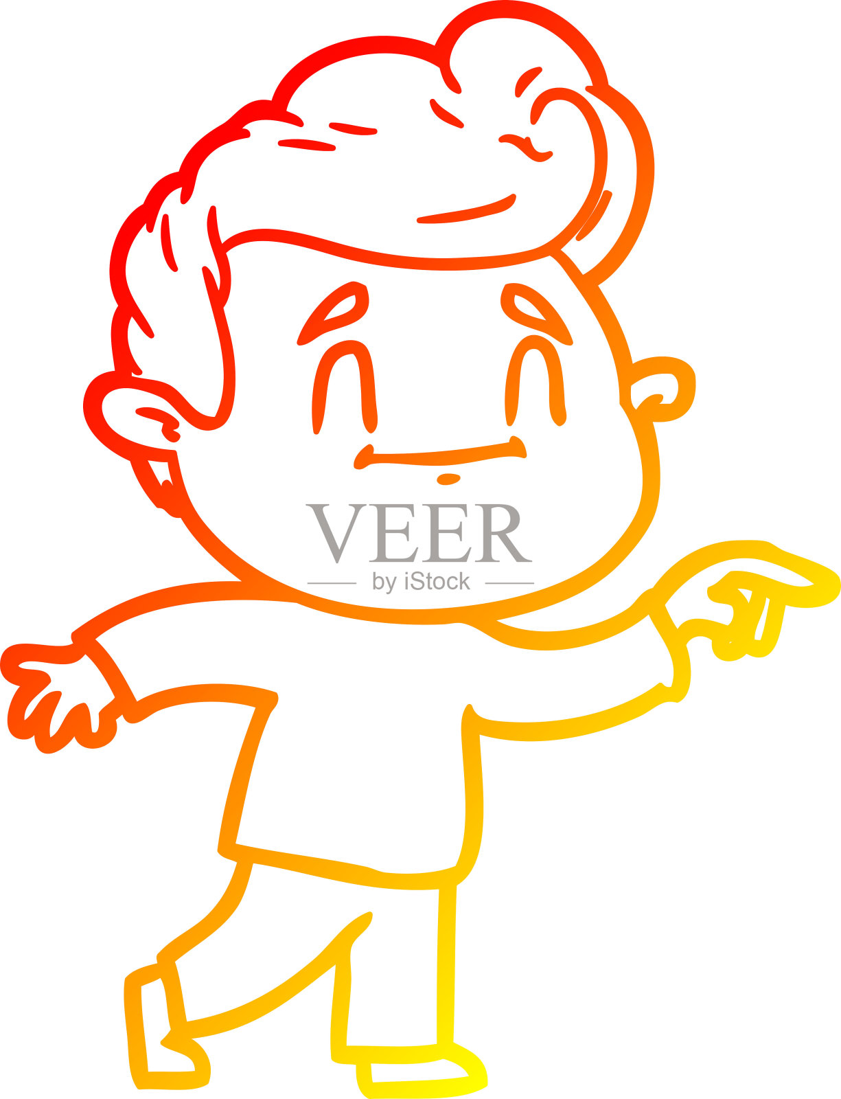 快乐卡通男人的暖色渐变线条画设计元素图片