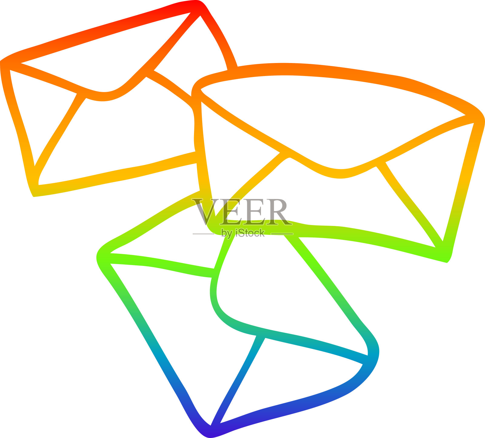 彩虹渐变线条画一个卡通字母插画图片素材