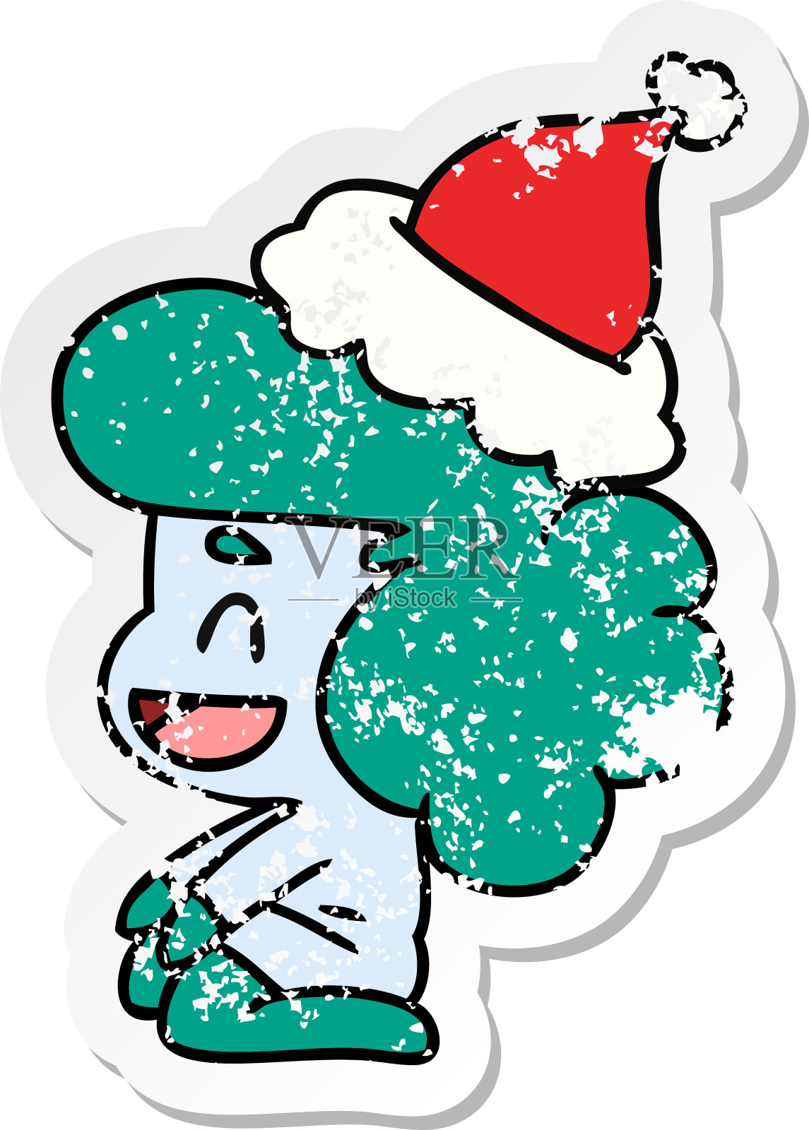 手绘圣诞心疼贴纸卡通卡哇伊鬼设计元素图片