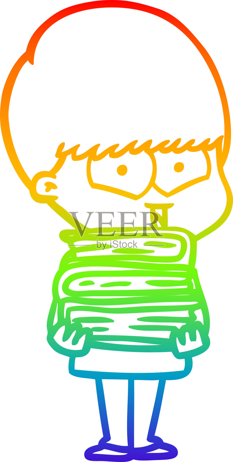 彩虹渐变线条画一个卡通快乐男孩设计元素图片