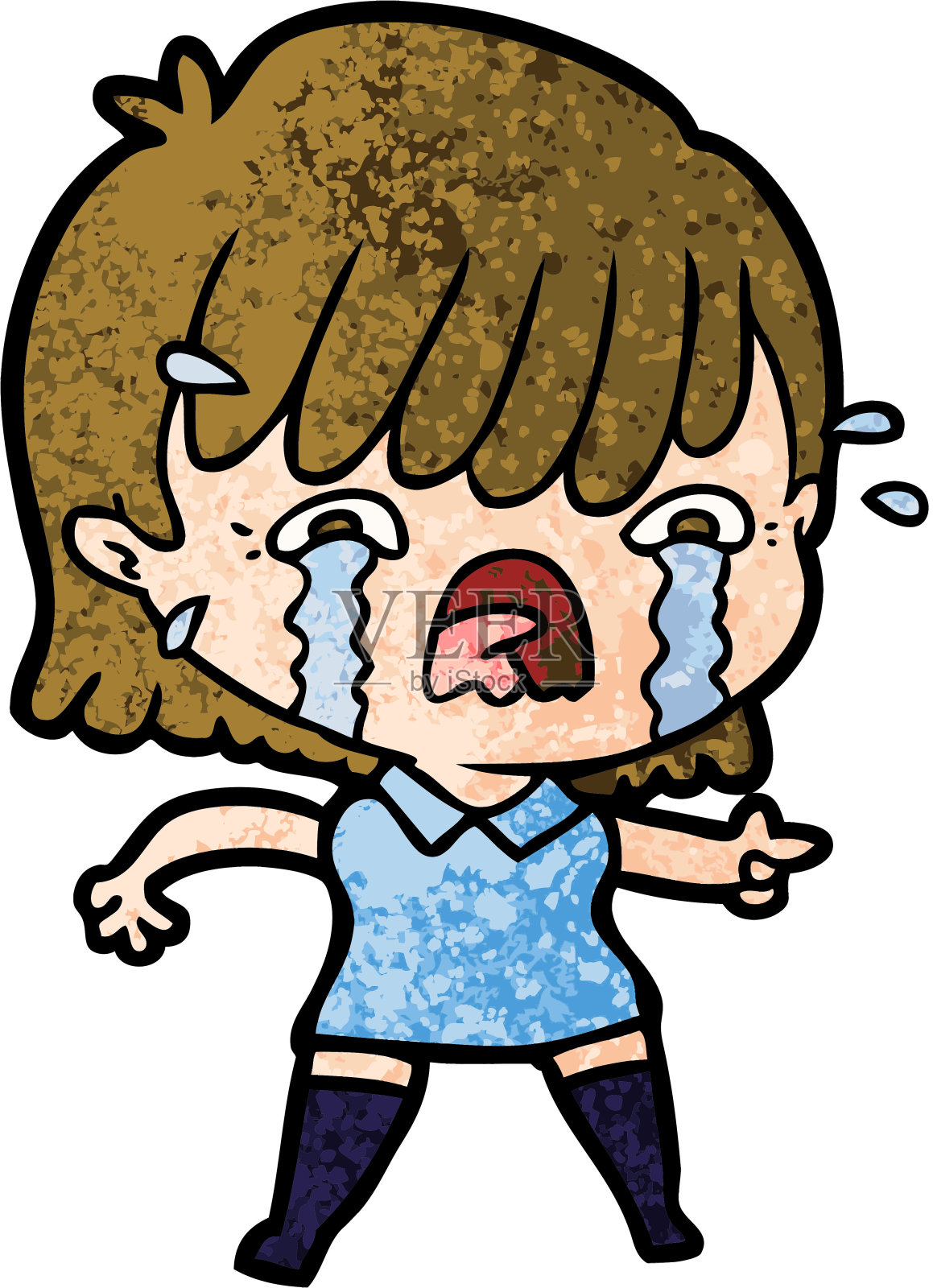 卡通女孩哭泣设计元素图片