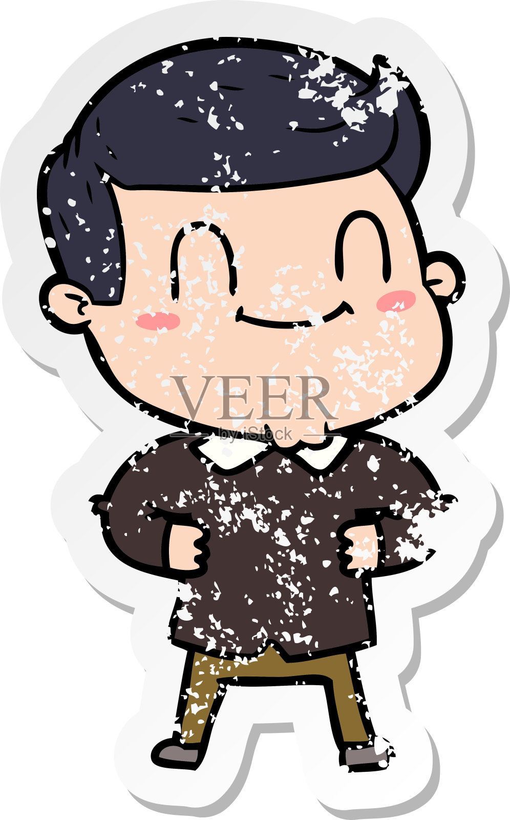 友善的卡通男人贴纸设计元素图片