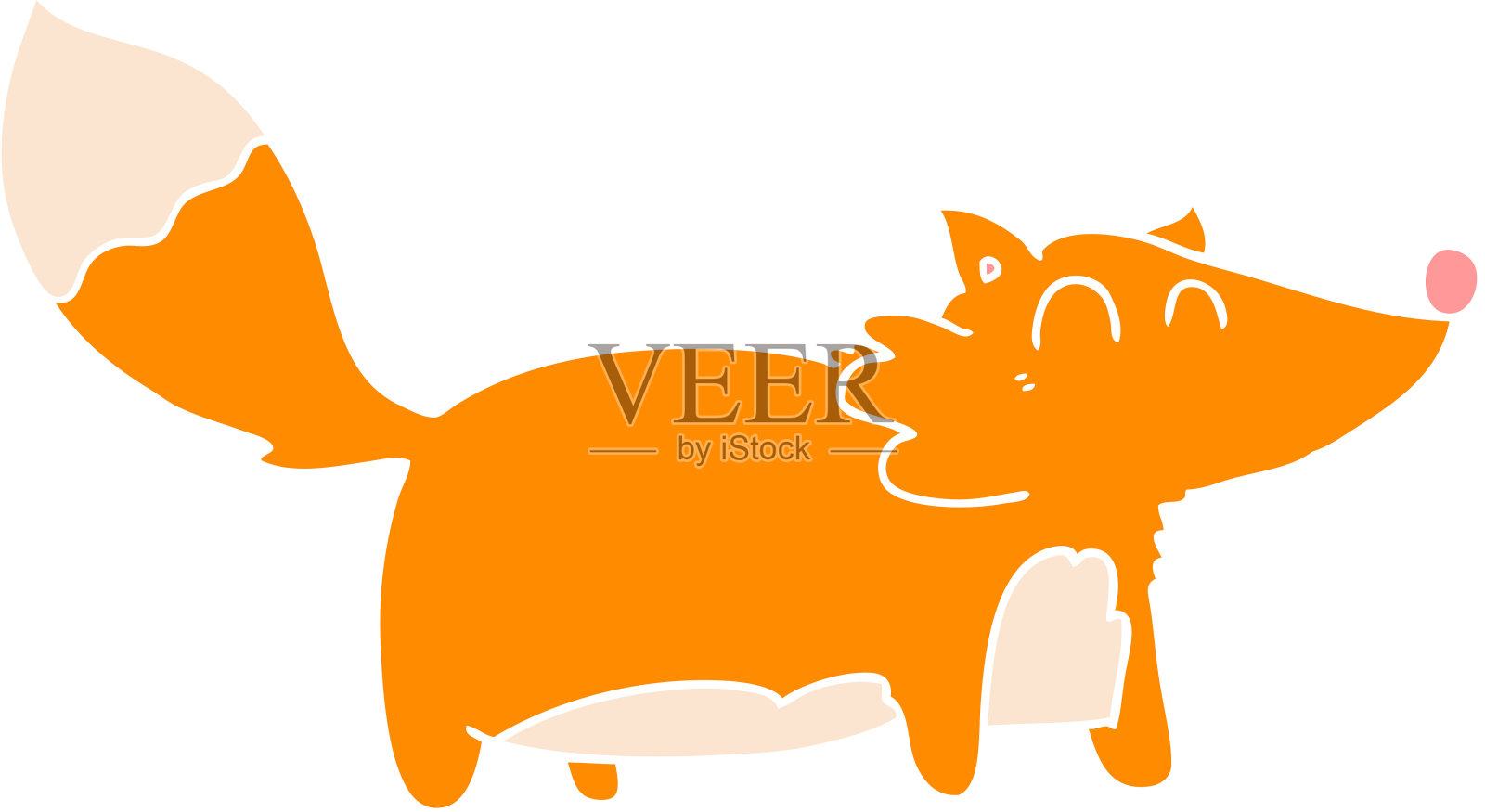 胖胖的扁彩造型卡通狐狸插画图片素材