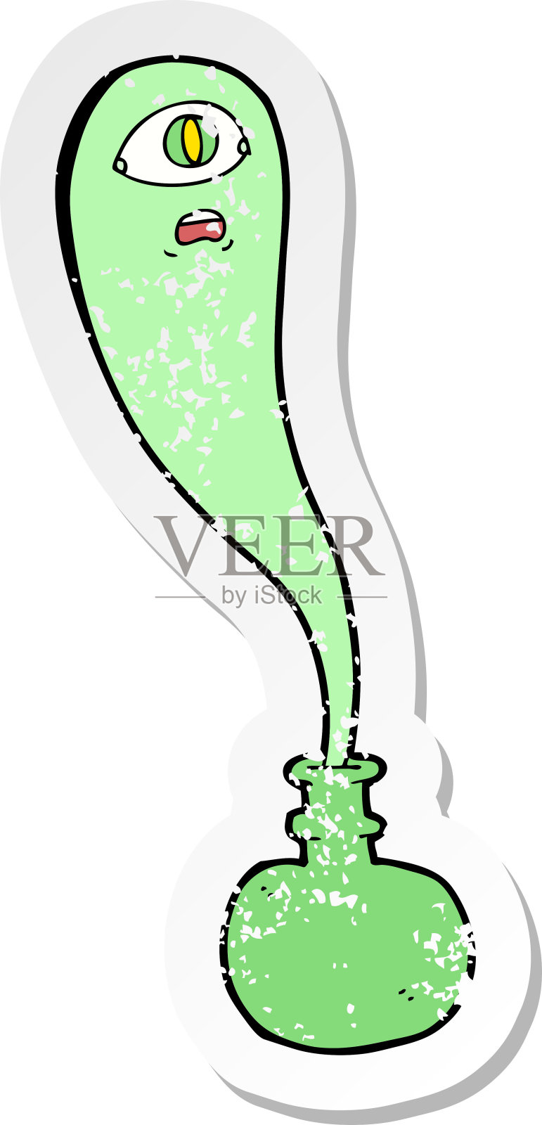 复古心疼贴纸的卡通万圣节鬼魂在瓶子里设计元素图片