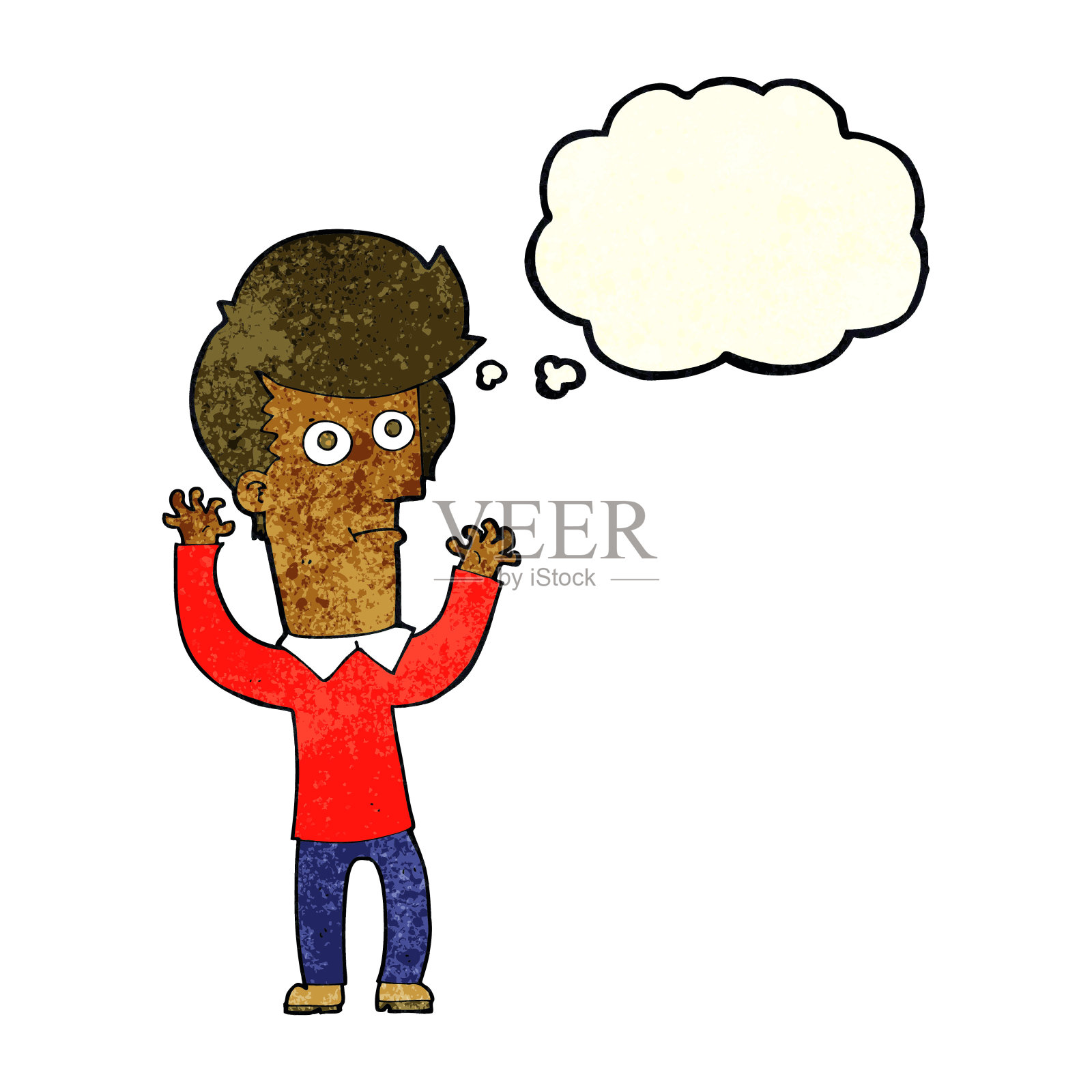 漫画用思想泡泡震惊了男人插画图片素材