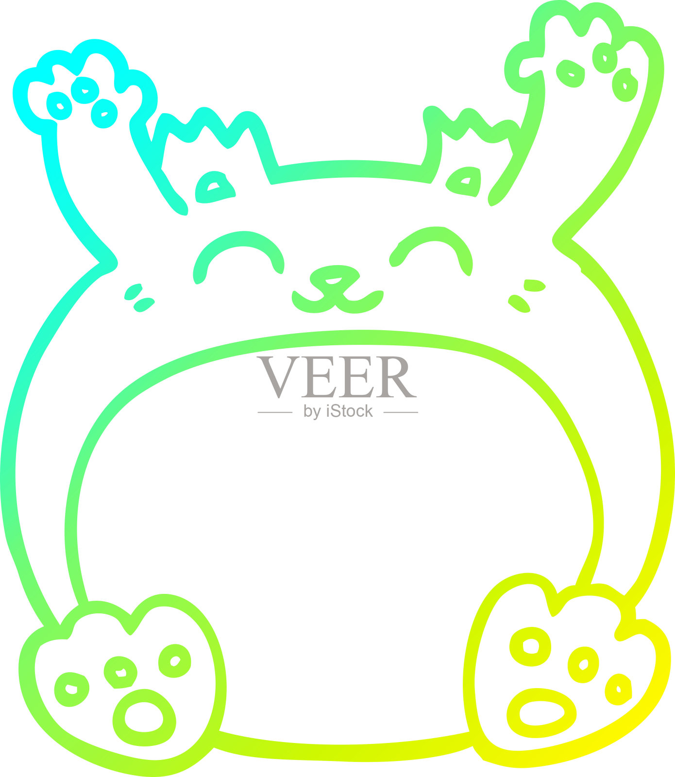 冷梯度线绘制的卡通熊插画图片素材