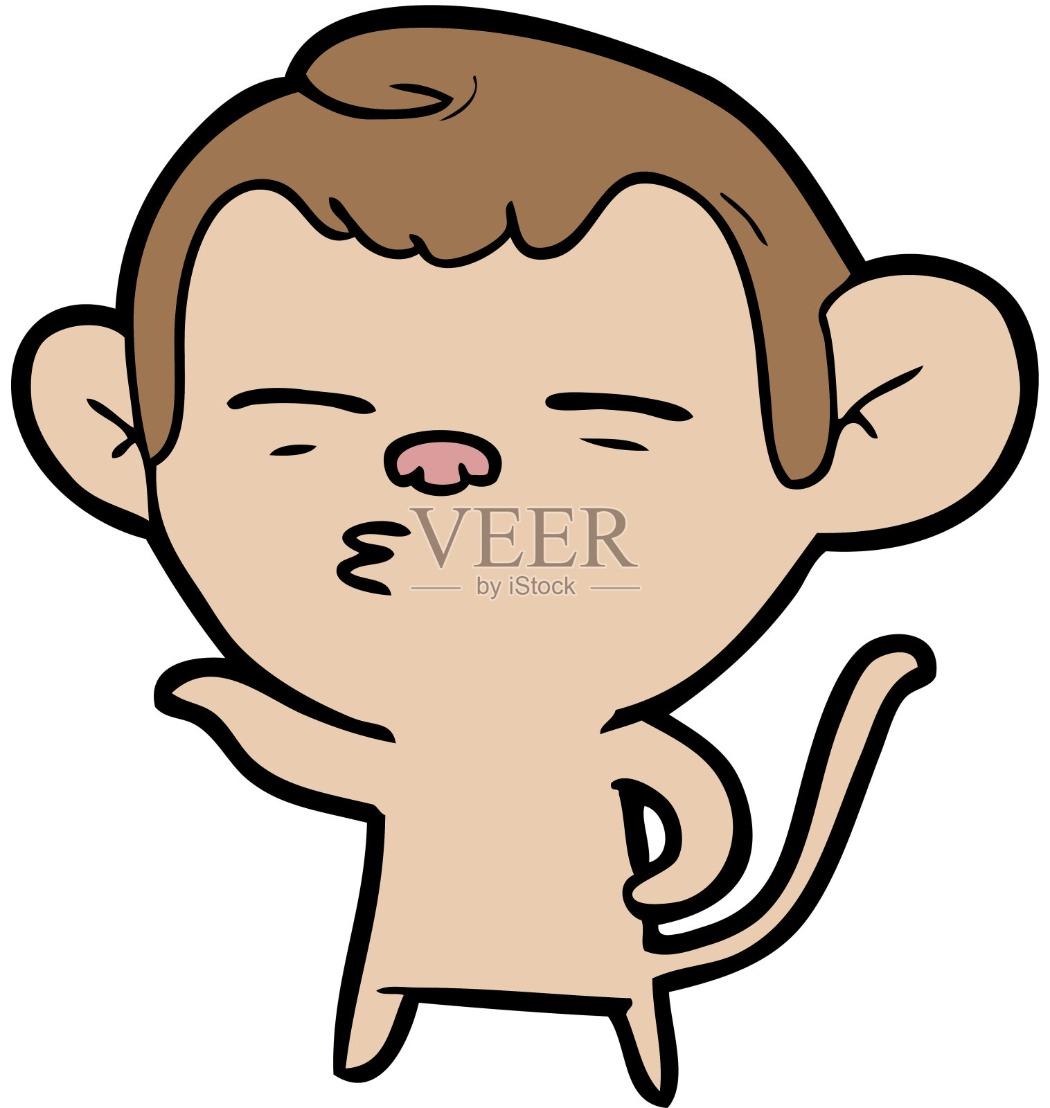 卡通可疑猴子插画图片素材
