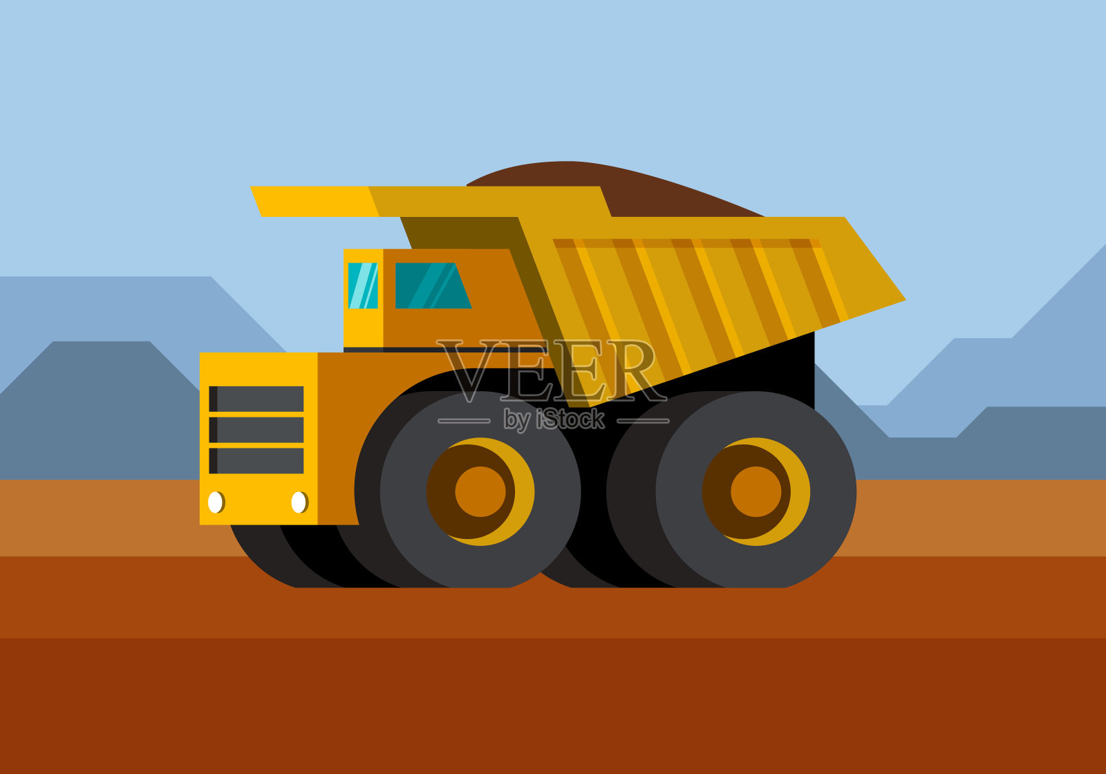采矿自卸卡车简约的图标插画图片素材