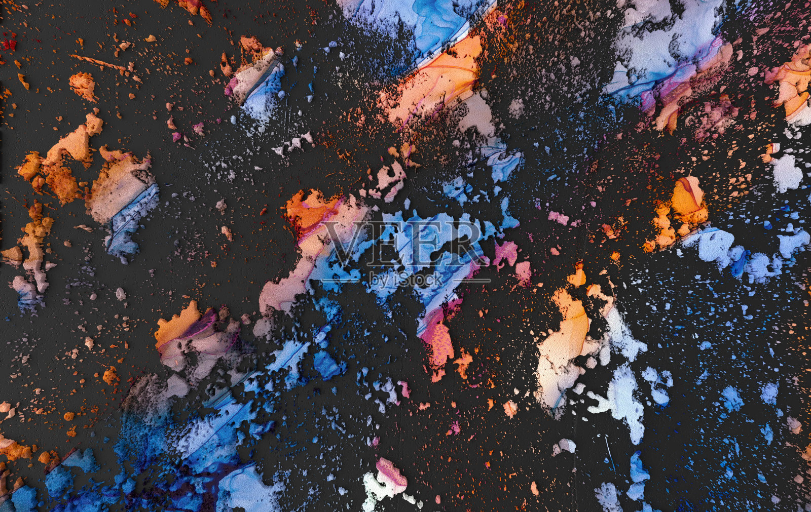 体积抽象垃圾背景。脏裂三维渲染彩色表面照片摄影图片