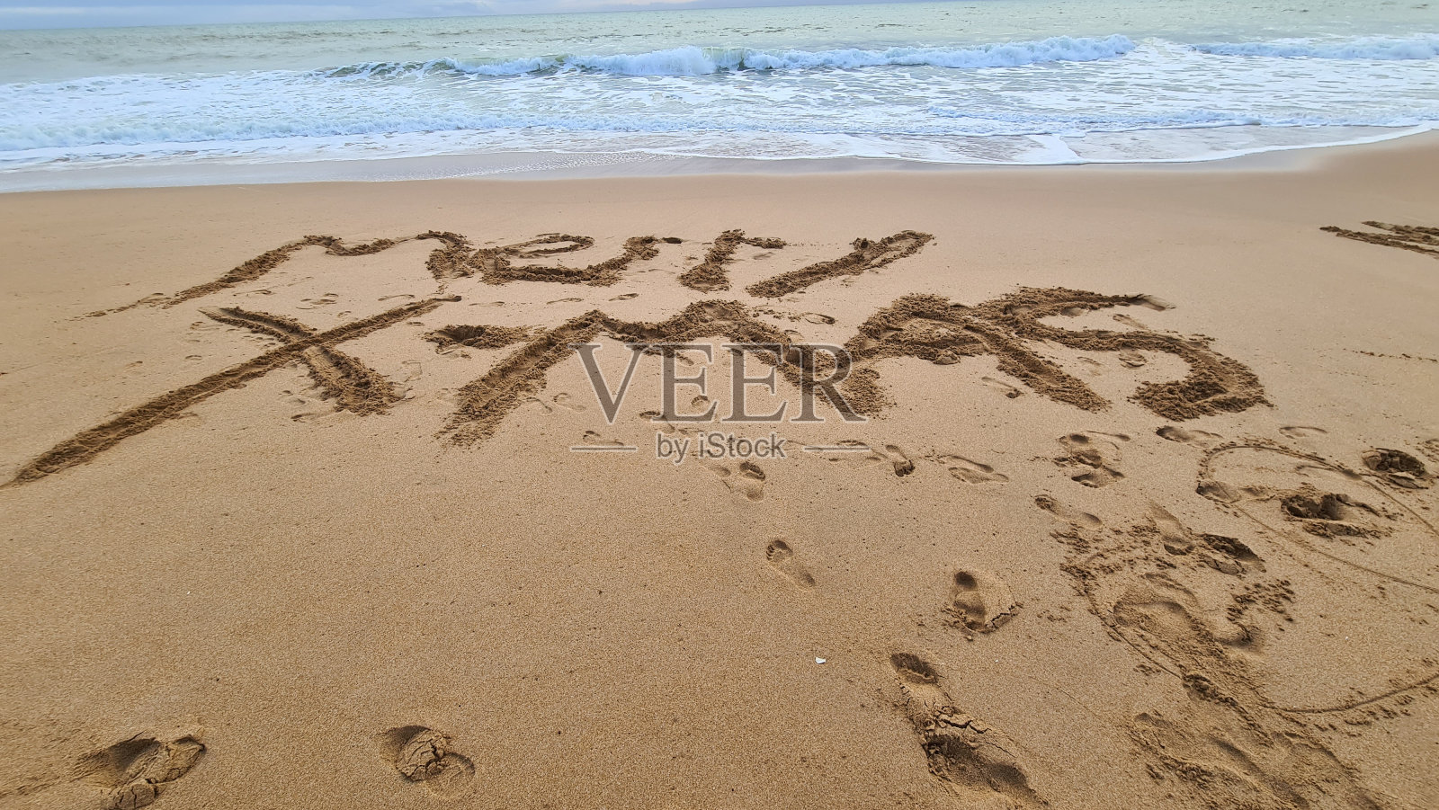 海滩风圣诞节照片摄影图片